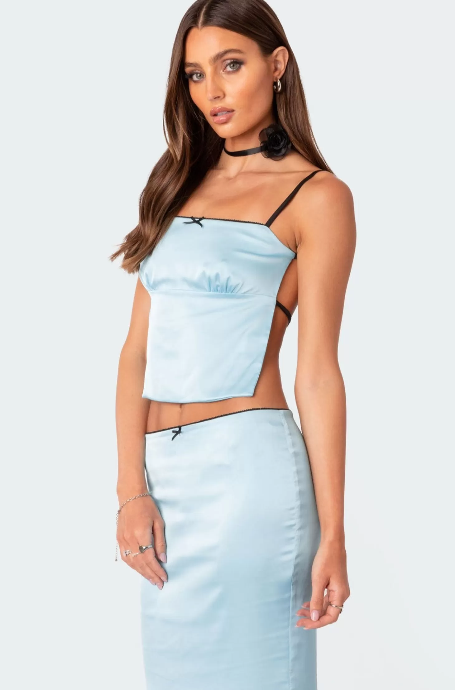 edikted Satin Open Back Top* Crop Tops | Sets