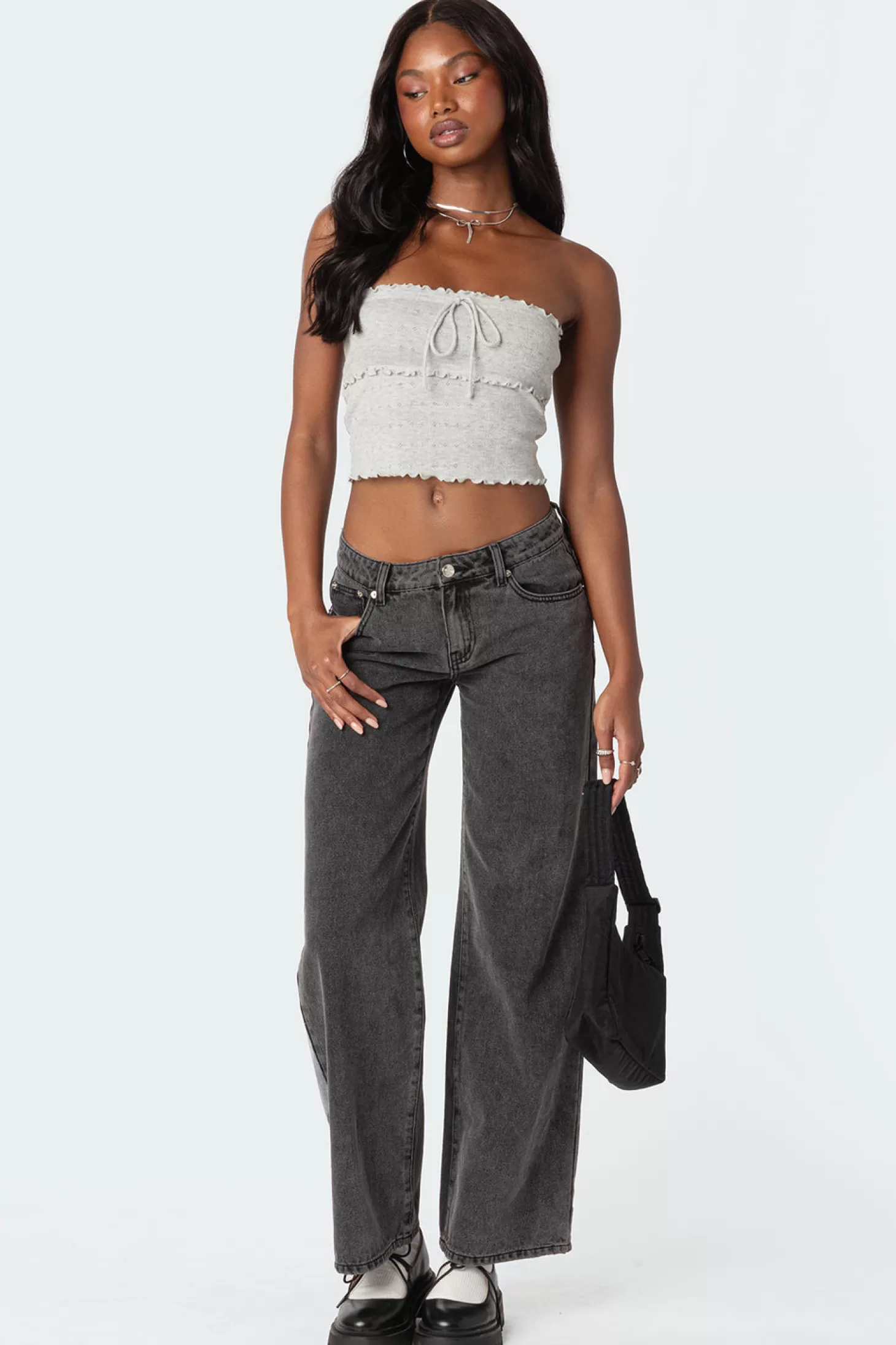 edikted Savannah Pointelle Tube Top* Strapless Tops