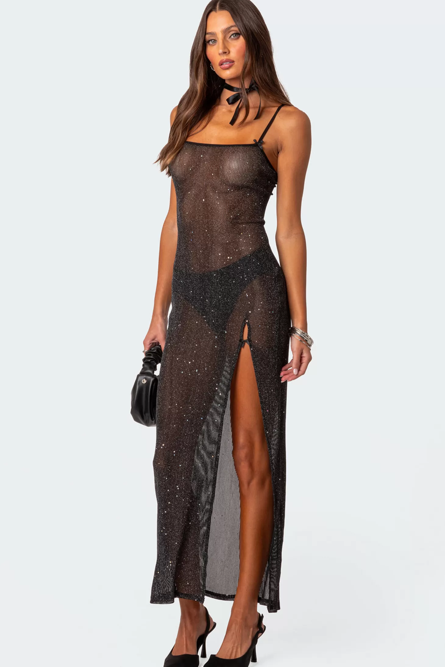 edikted Sheer Micro Sequin Slitted Maxi Dress* Maxi Dresses | LBD