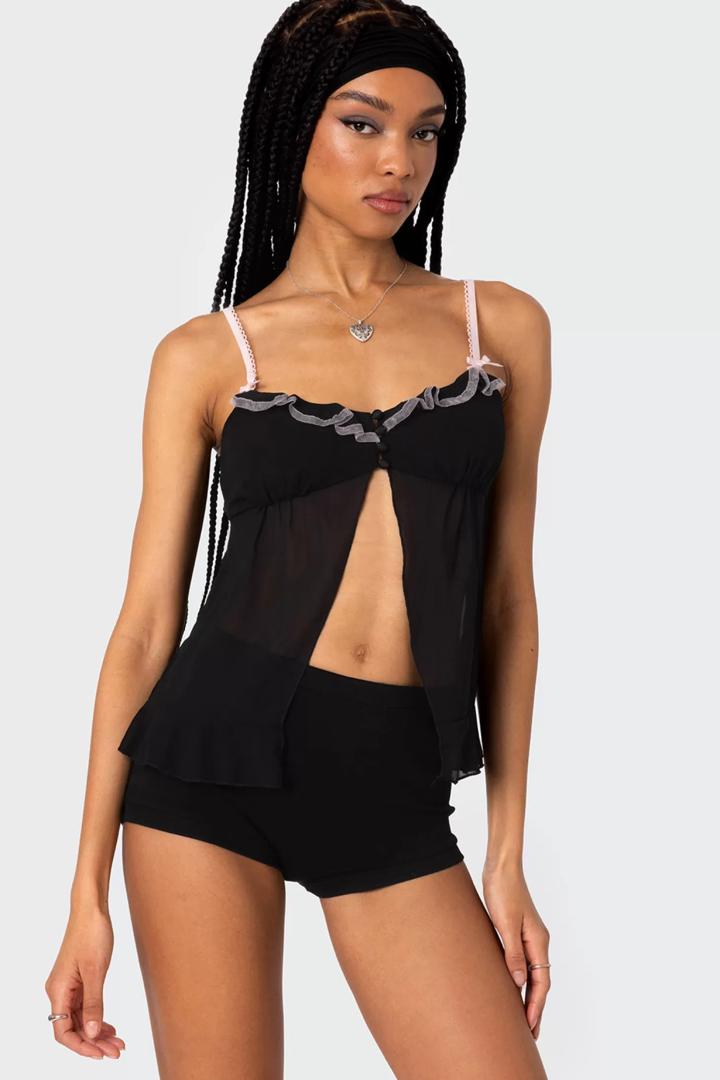 edikted Sheer Split Front Babydoll Top* Tops | Night Out