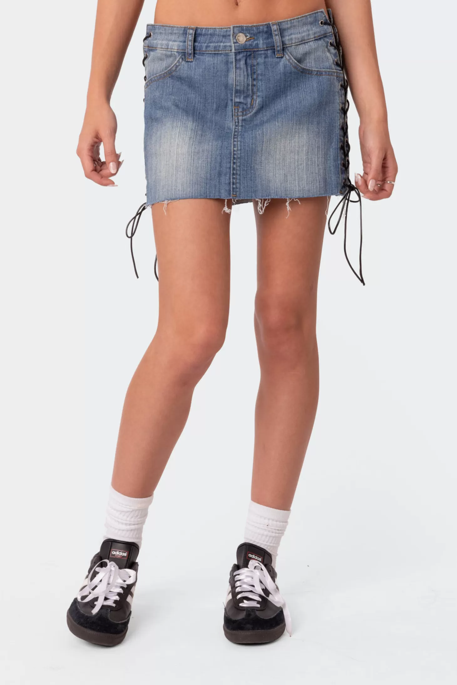 edikted Side Lace Up Denim Mini Skirt* Skirts | Skirts