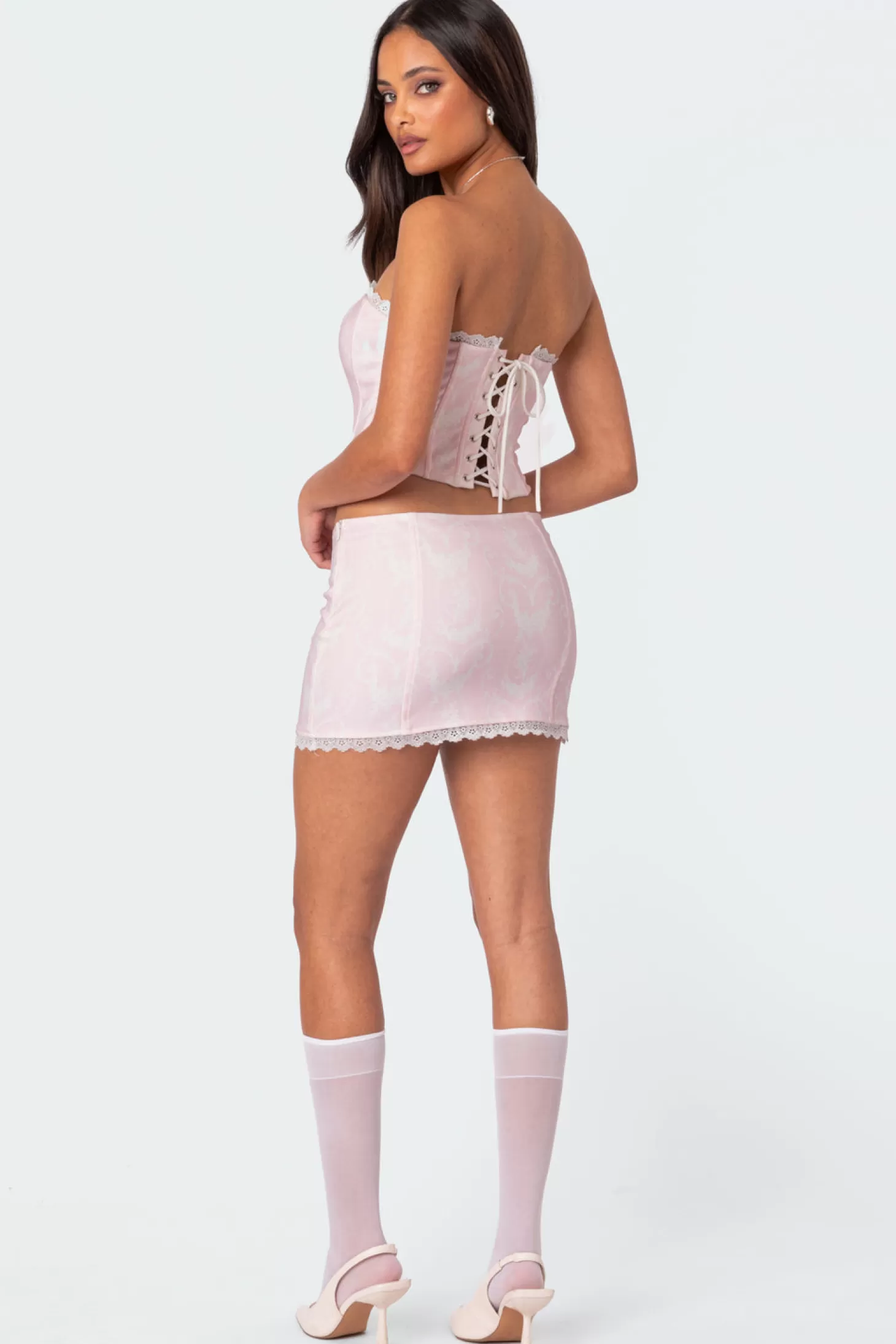 edikted Silvie Printed Lace Up Corset* Crop Tops | Corsets