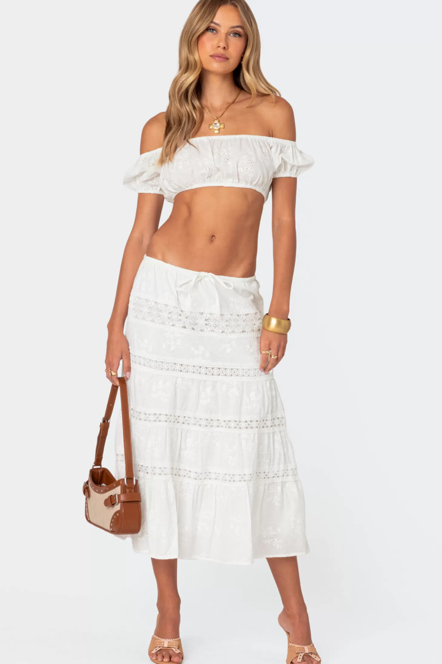 edikted Skye Off Shoulder Eyelet Crop Top* Crop Tops | Tops