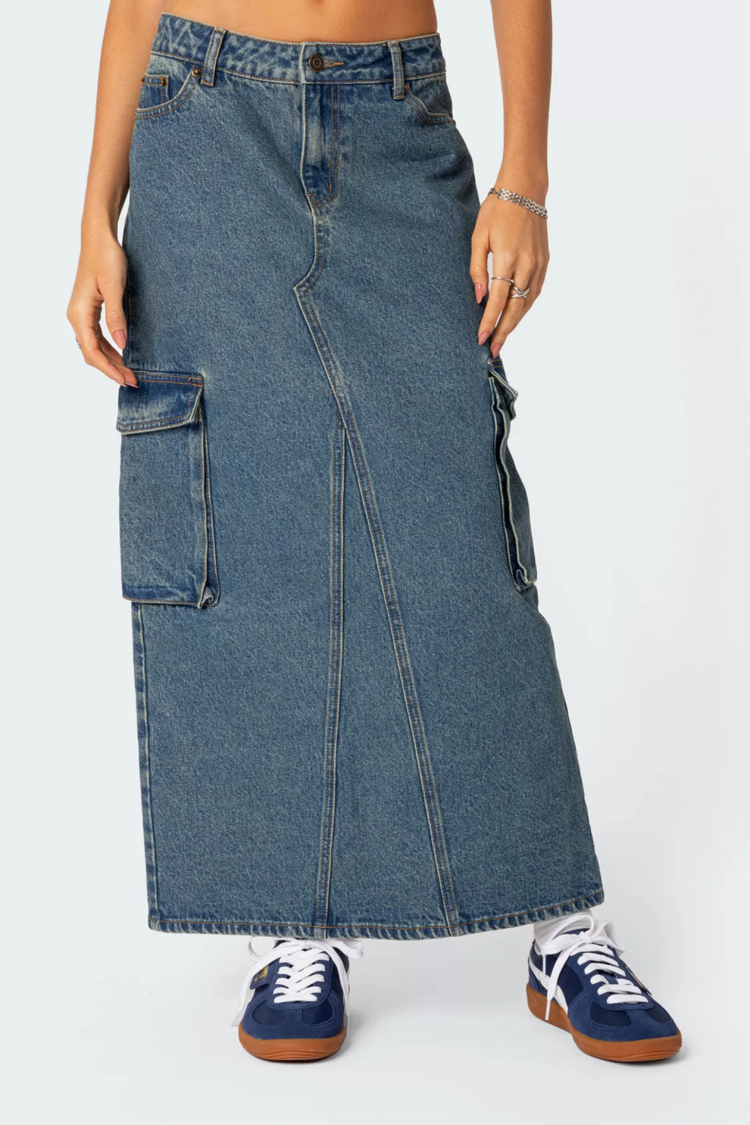 edikted Slitted Cargo Denim Maxi Skirt* Skirts | Skirts