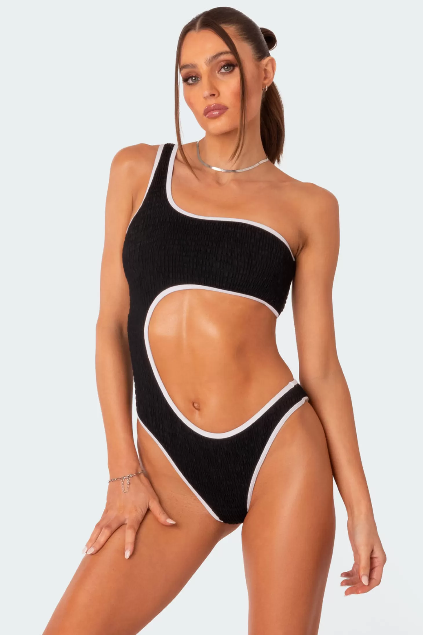 edikted Sol Scrunch Cut Out One Piece Swimsuit* Swim