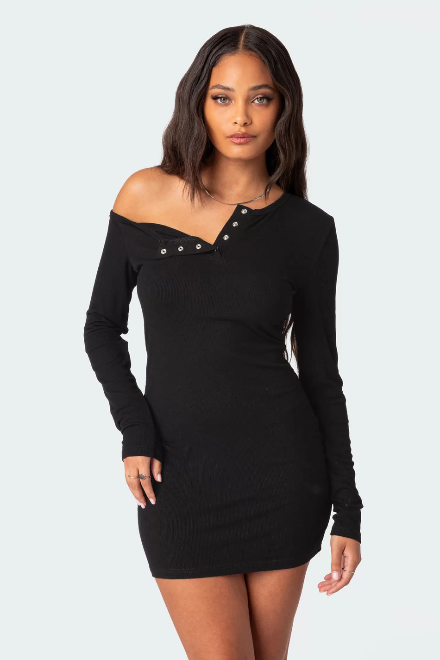 edikted Soleste Ribbed Mini Dress* Mini Dresses | Long Sleeve Tops