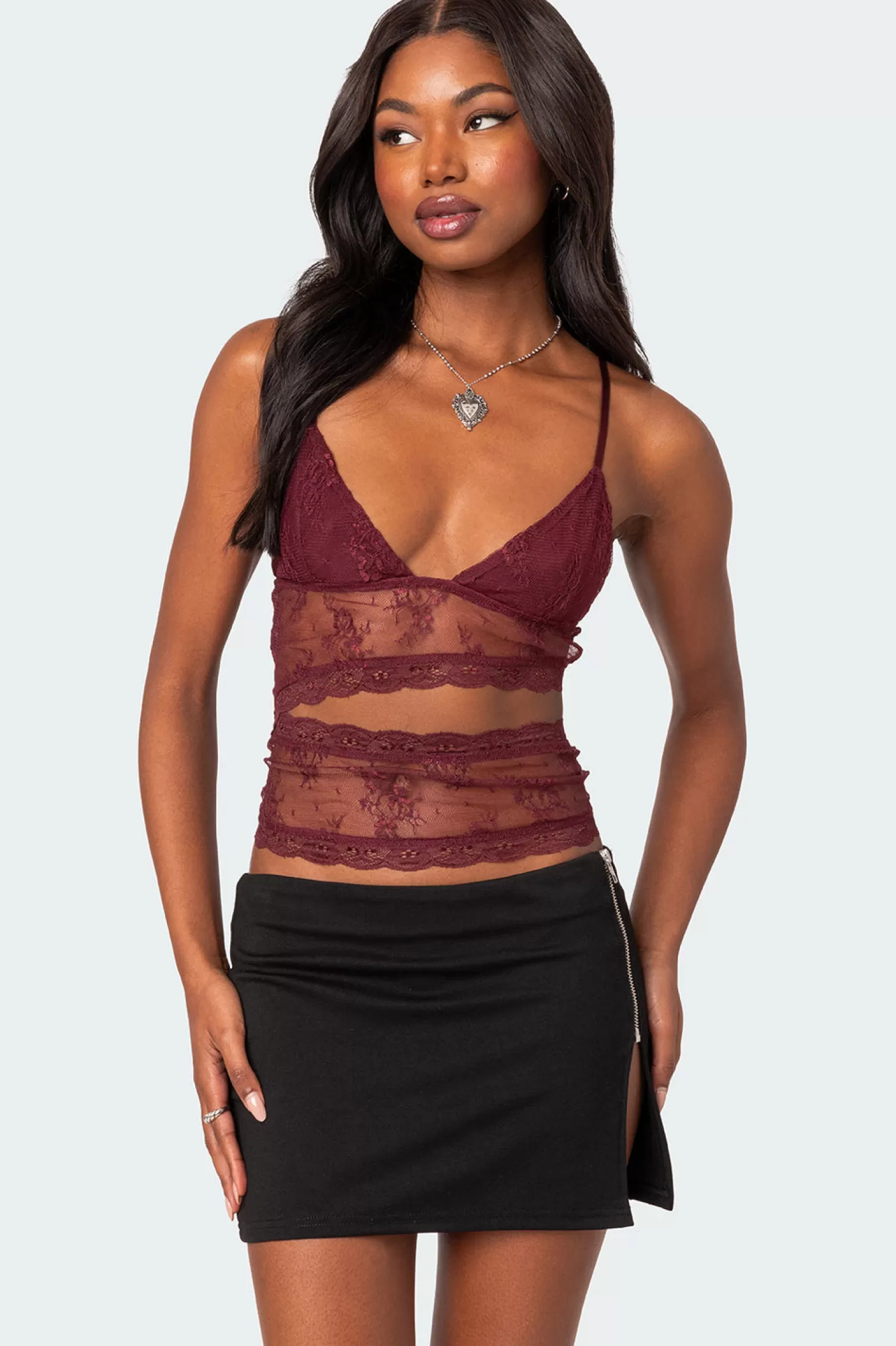 edikted Spice Cut Out Sheer Lace Tank Top* Tank Tops | Tops