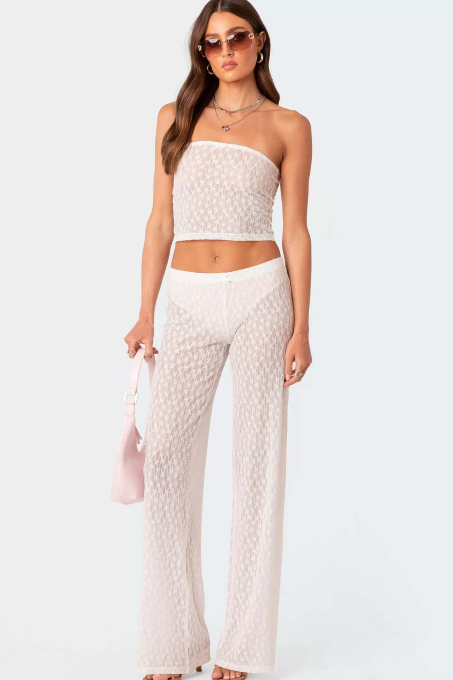 edikted Starstruck Sheer Flared Pants* Pants | Pants