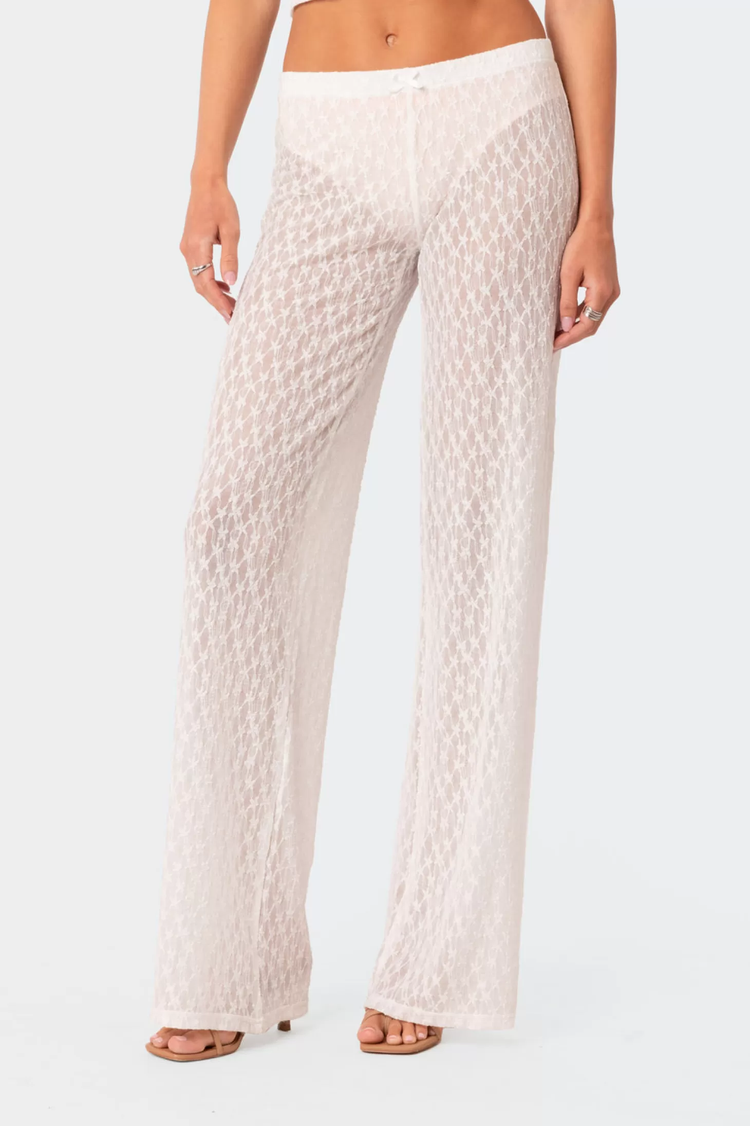 edikted Starstruck Sheer Flared Pants* Pants | Pants