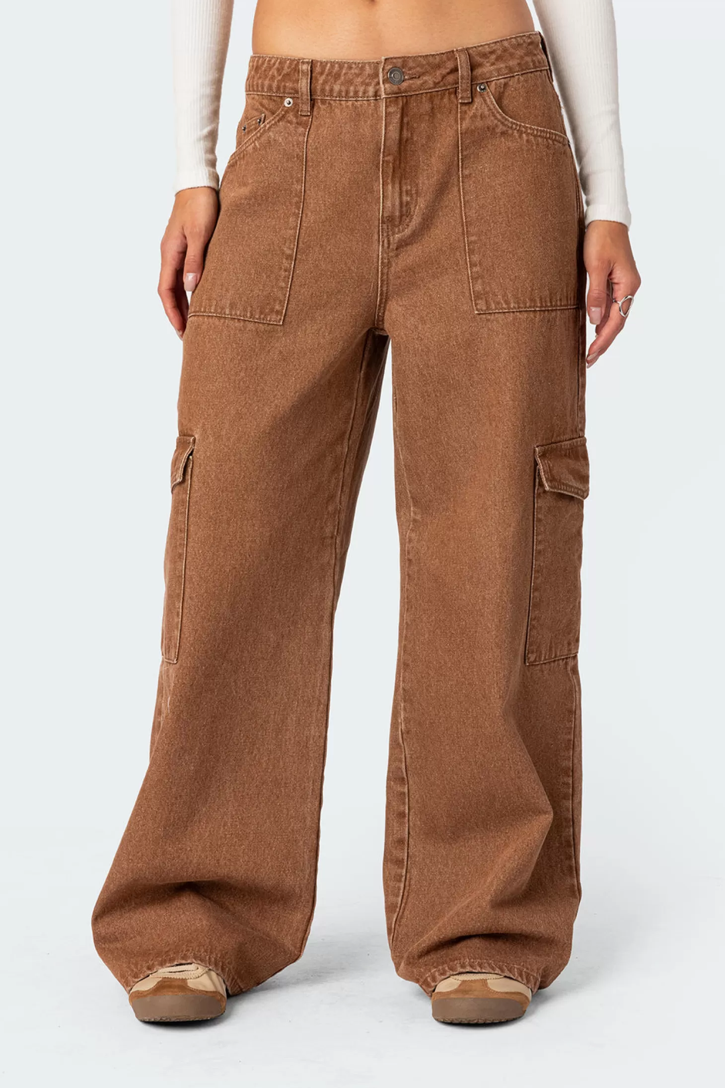 edikted Stone Wash Mid Rise Cargo Pants* Jeans | Jeans