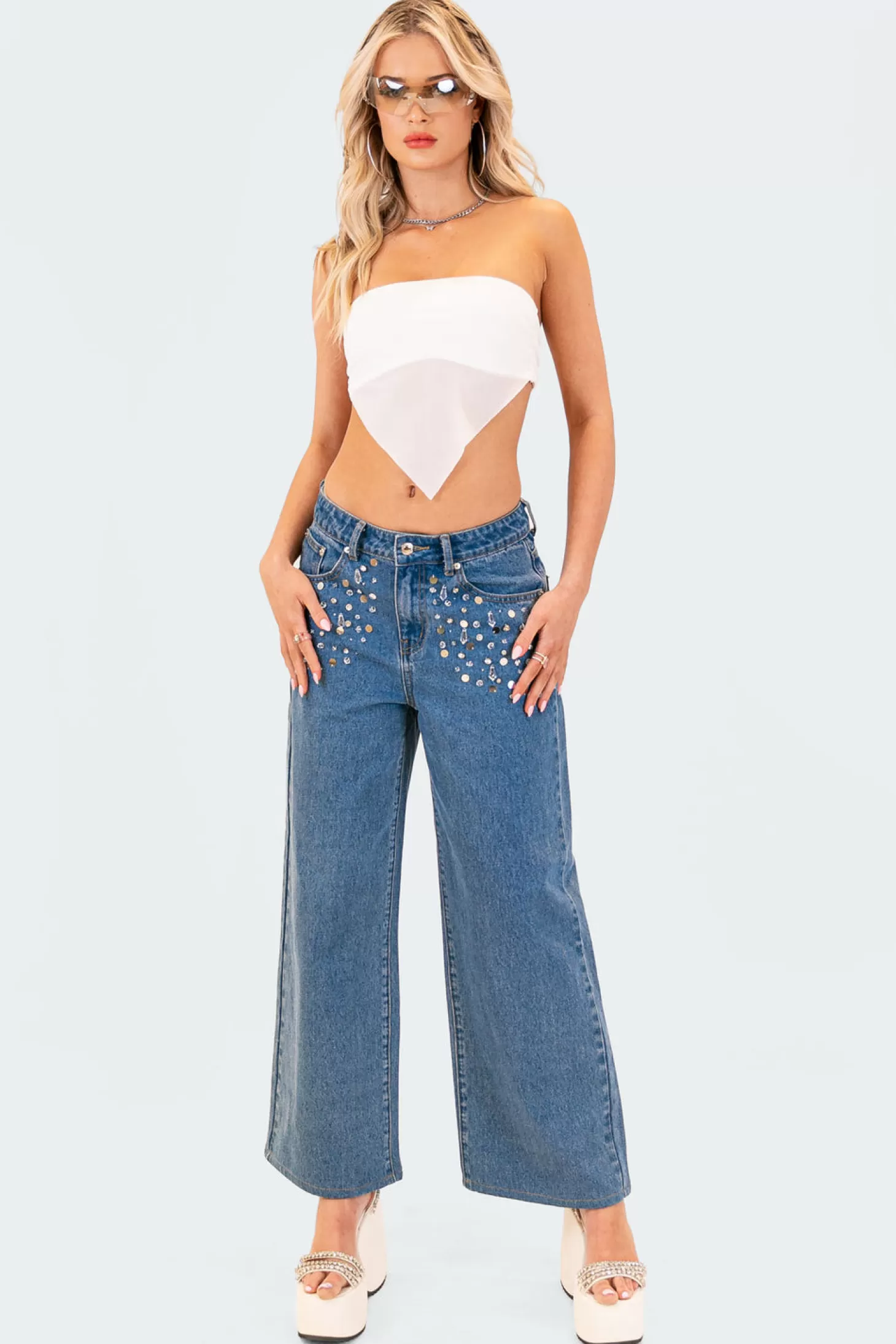 edikted Strapless Mesh Triangle Top* Crop Tops | Strapless Tops