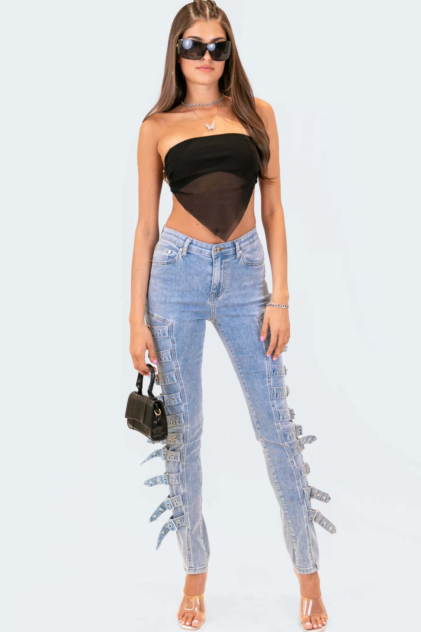 edikted Strapless Mesh Triangle Top* Crop Tops | Strapless Tops