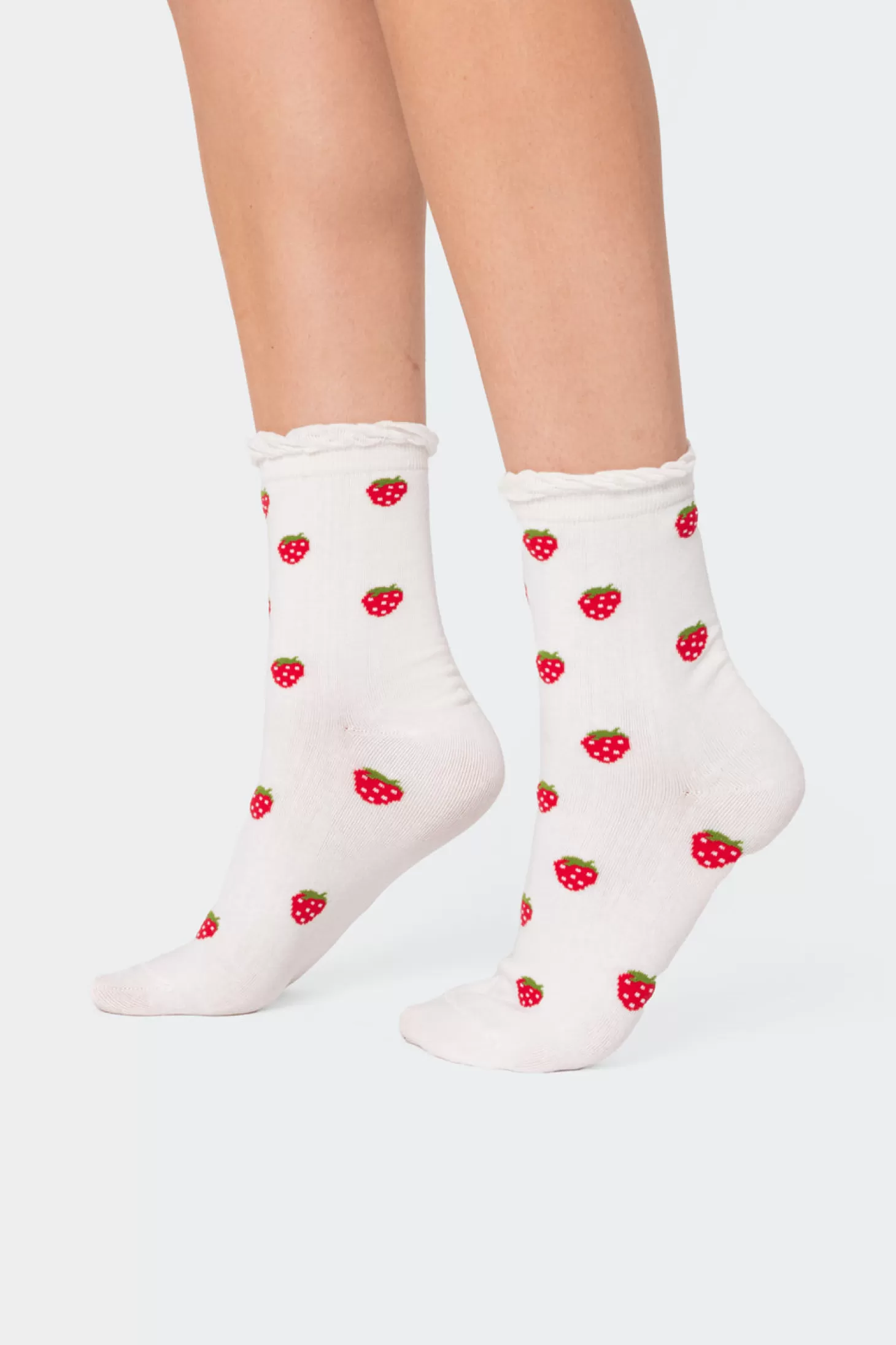 edikted Strawberry Frill Socks* Socks & Tights