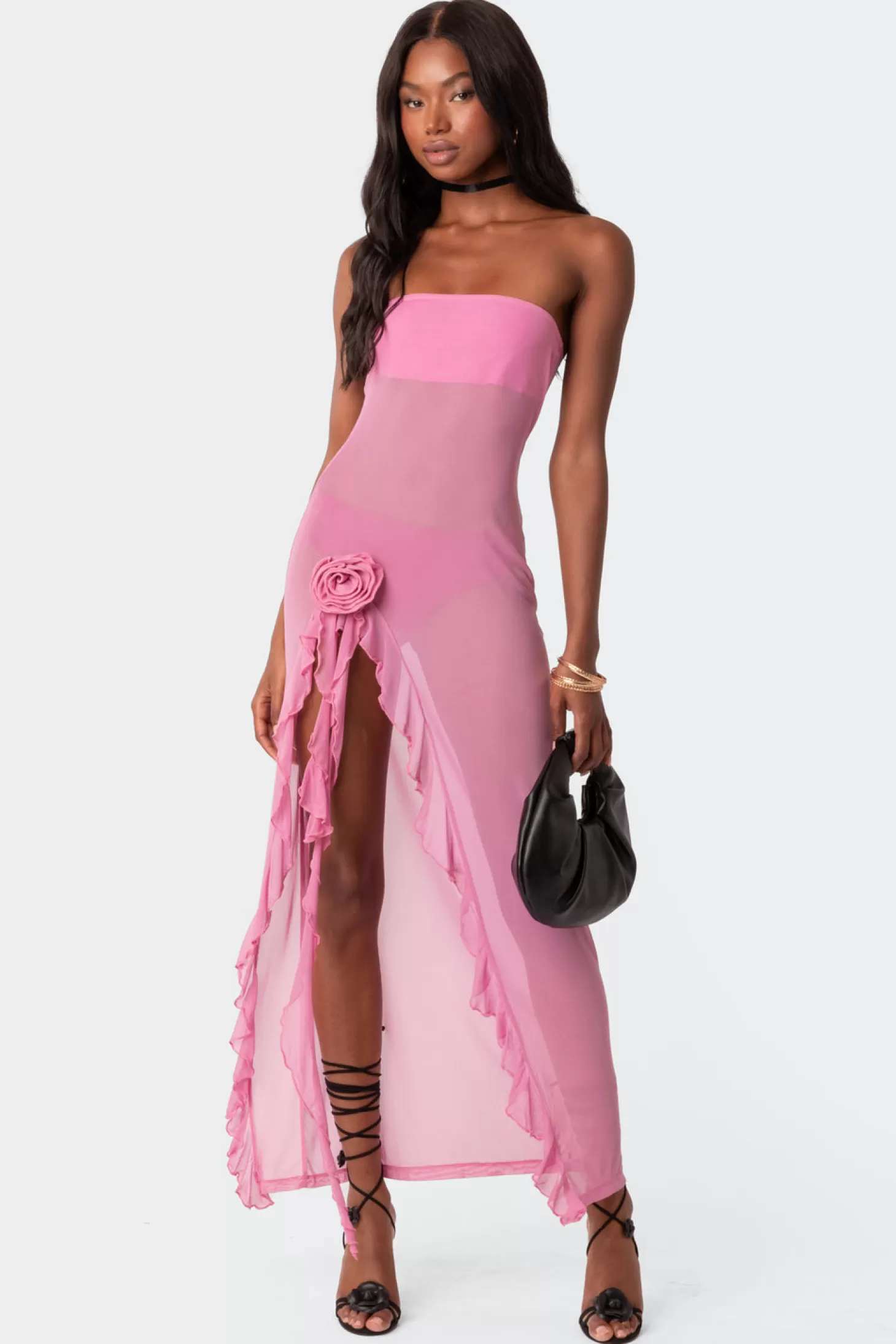 edikted Suri Sheer Mesh Flower Pin Maxi Dress* Maxi Dresses | Dresses