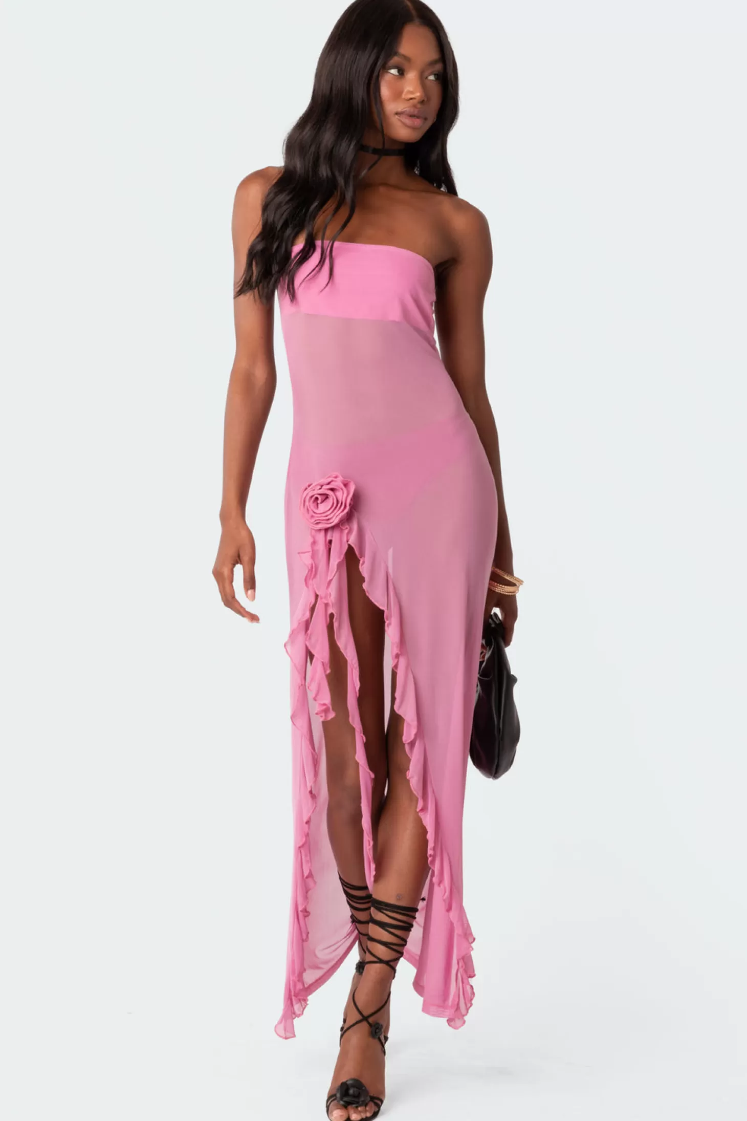 edikted Suri Sheer Mesh Flower Pin Maxi Dress* Maxi Dresses | Dresses