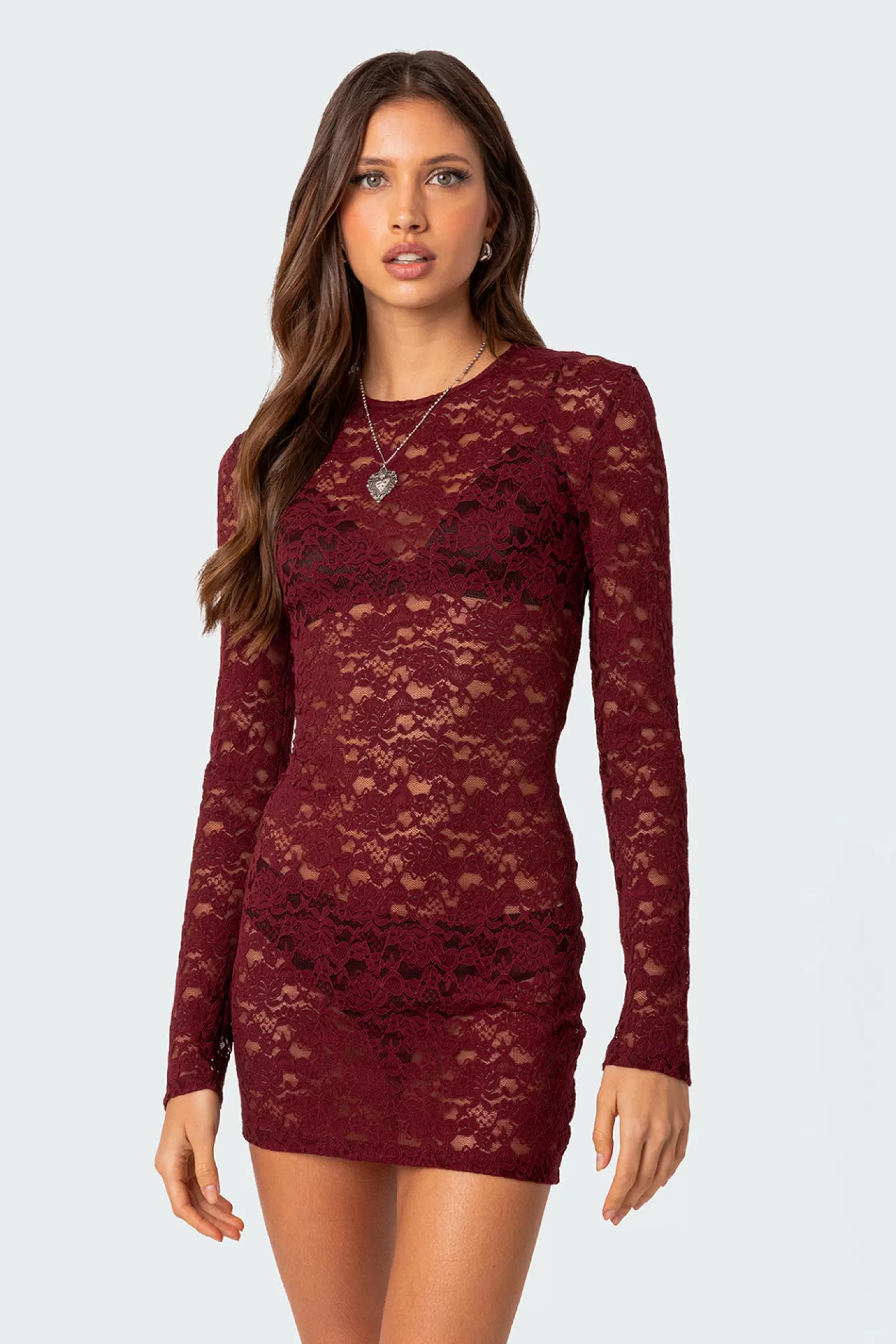 edikted Surreal Sheer Lace Mini Dress* Mini Dresses | Long Sleeve Tops