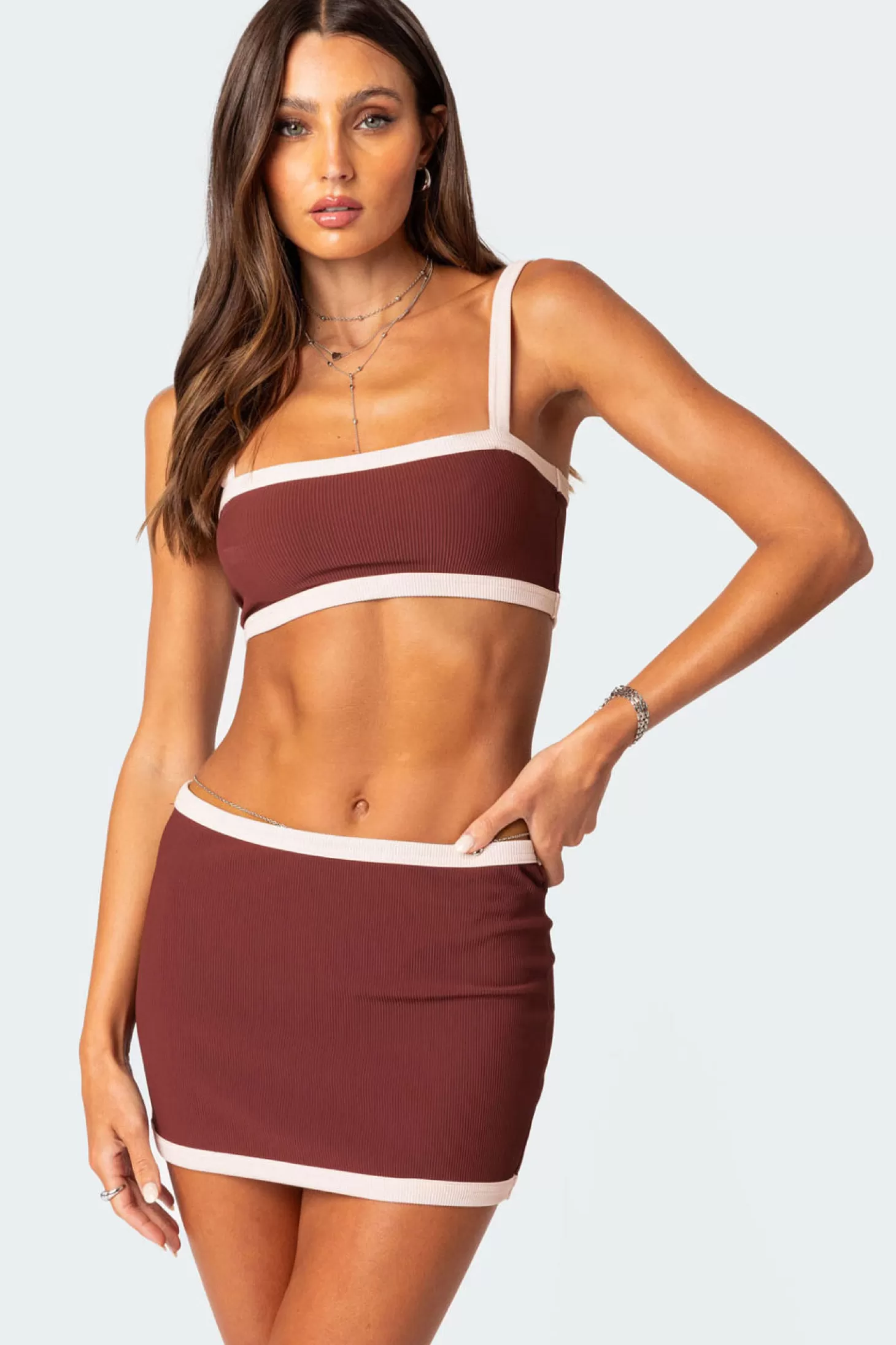 edikted Sutton Contrast Ribbed Bra Top* Crop Tops | Sets