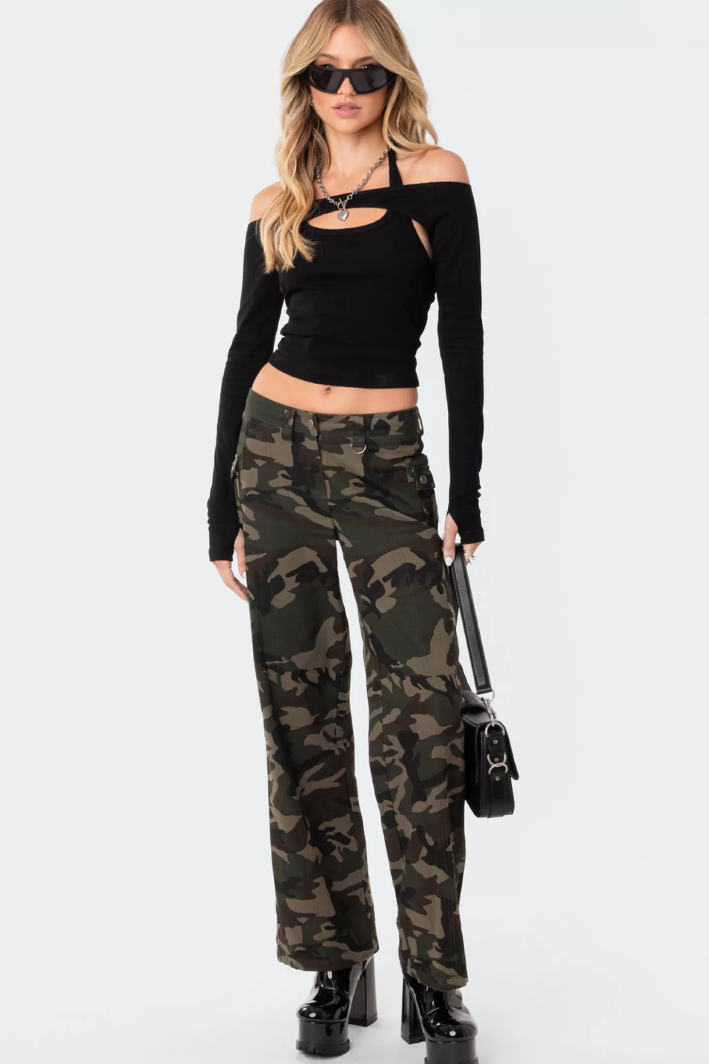 edikted Tansy Off The Shoulder Halter Top* Crop Tops | Long Sleeve Tops