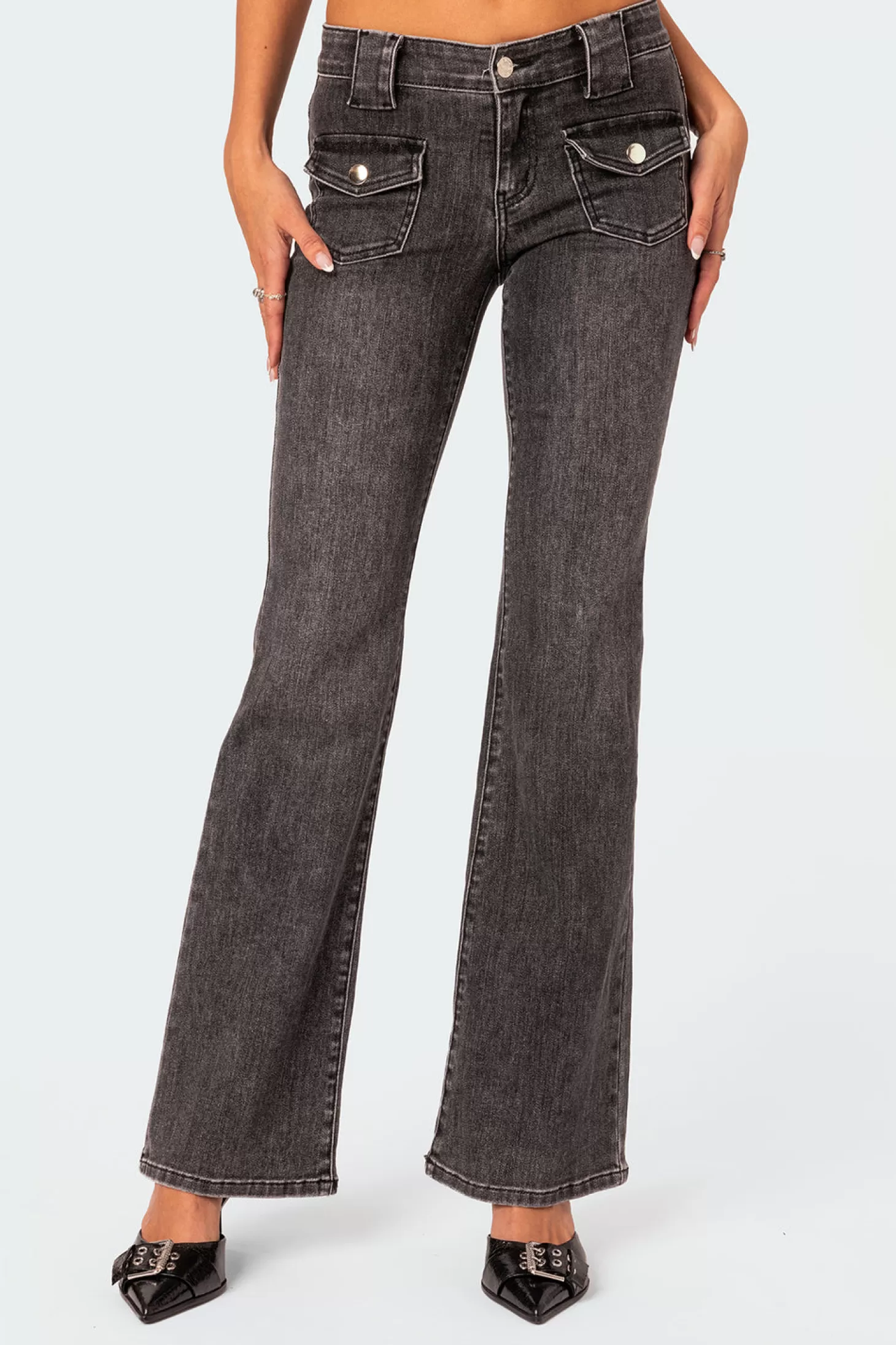 edikted Tatum Washed Low Rise Flare Jeans* Jeans | Jeans