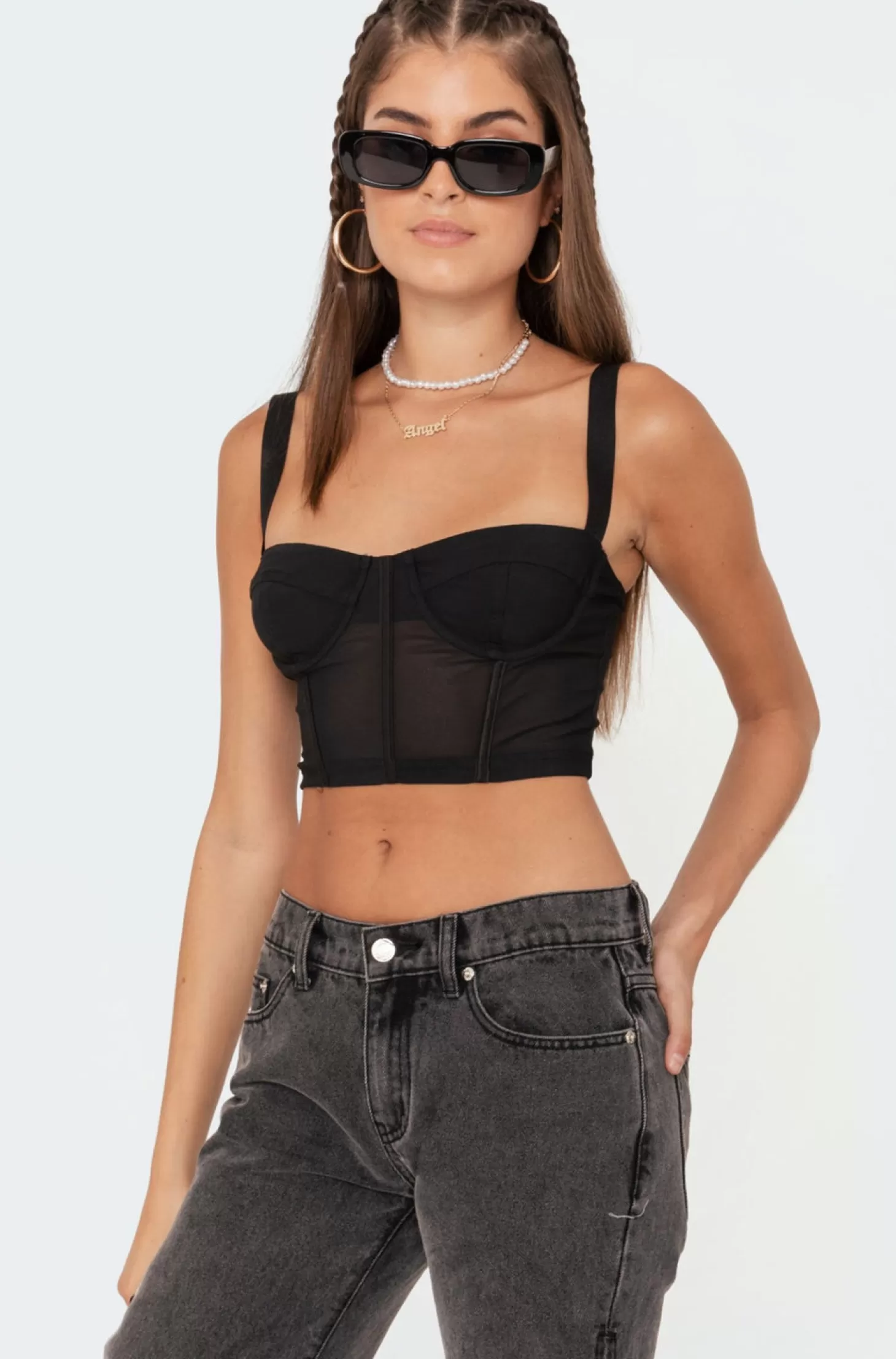 edikted Teagen Mesh Corset Top* Crop Tops | Corsets