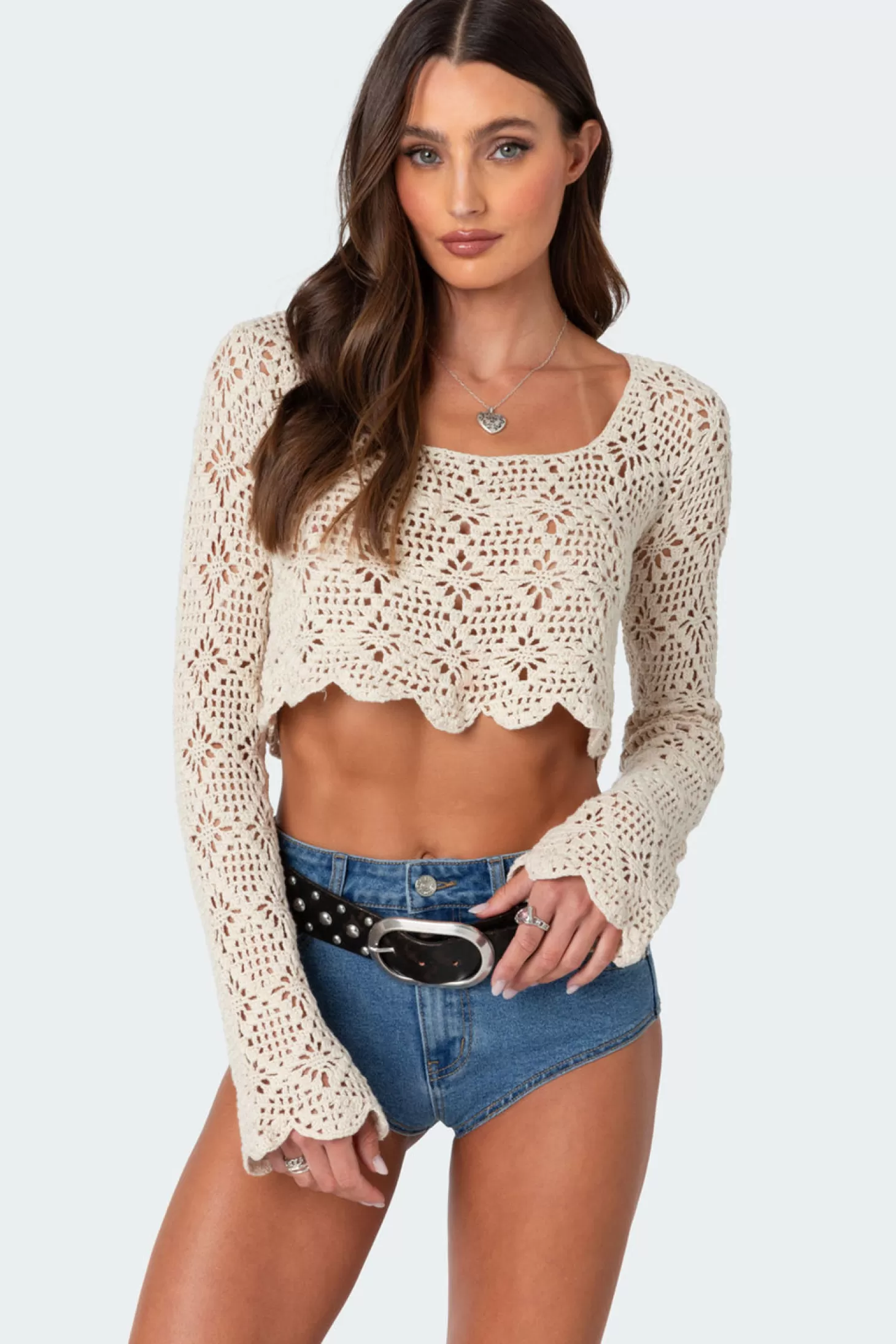 edikted Tessie Crochet Top* Crop Tops | Long Sleeve Tops