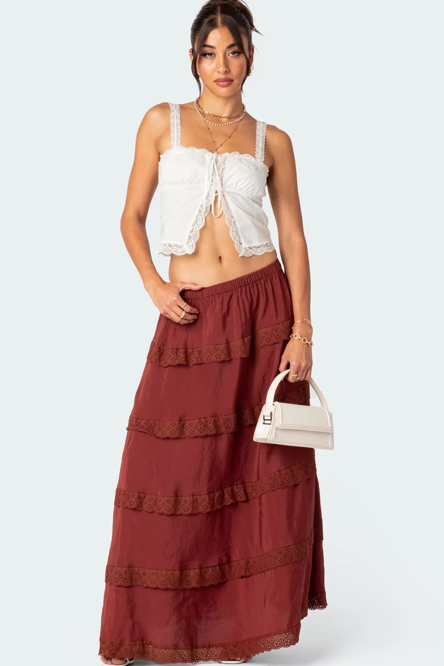 edikted Tiered Lace Trim Maxi Skirt* Skirts | Skirts