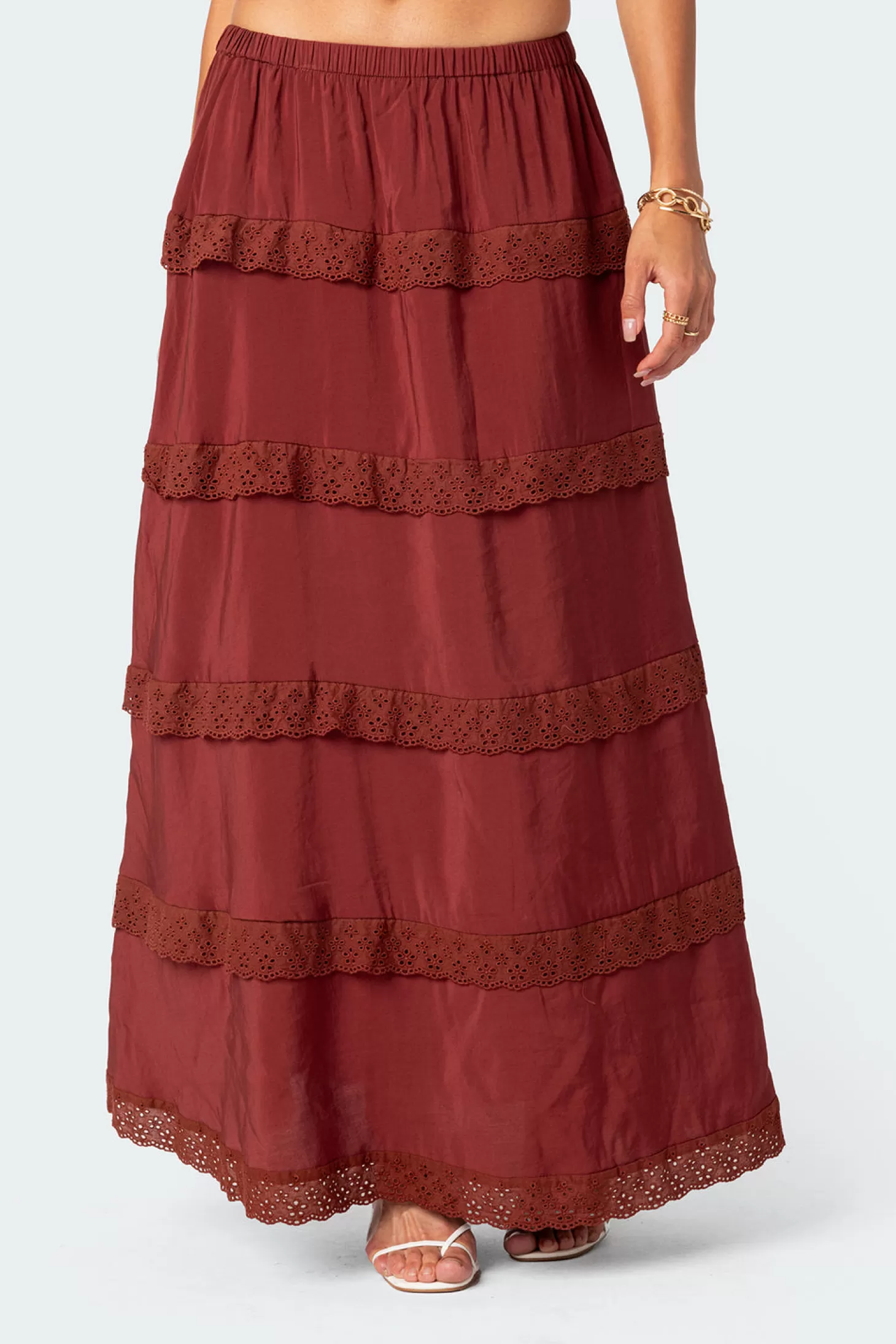 edikted Tiered Lace Trim Maxi Skirt* Skirts | Skirts