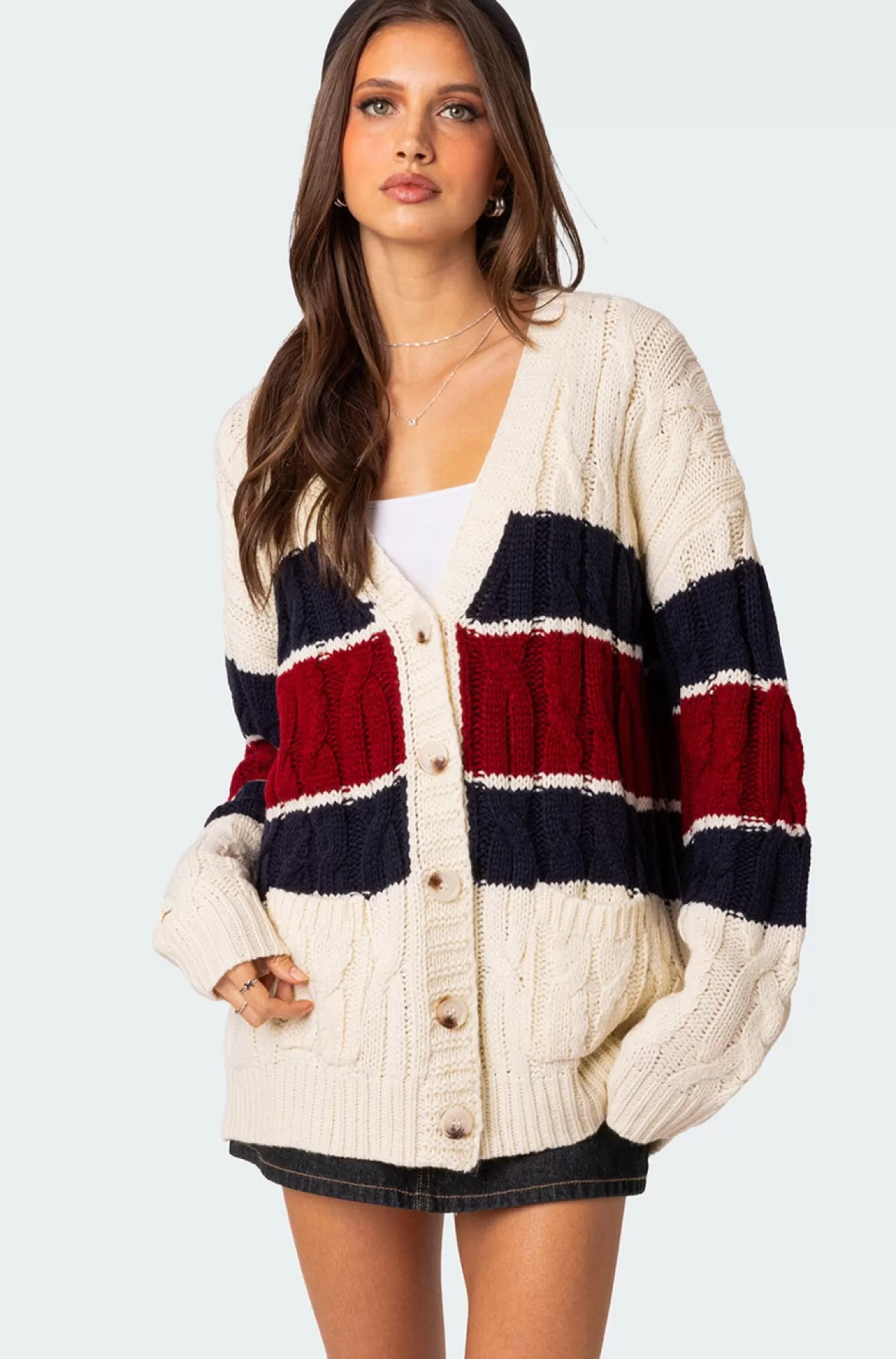 edikted Tinsley Oversized Cable Knit Cardigan* Sweaters & Cardigans | Long Sleeve Tops