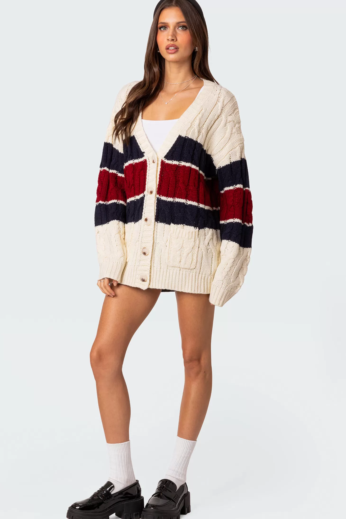 edikted Tinsley Oversized Cable Knit Cardigan* Sweaters & Cardigans | Long Sleeve Tops