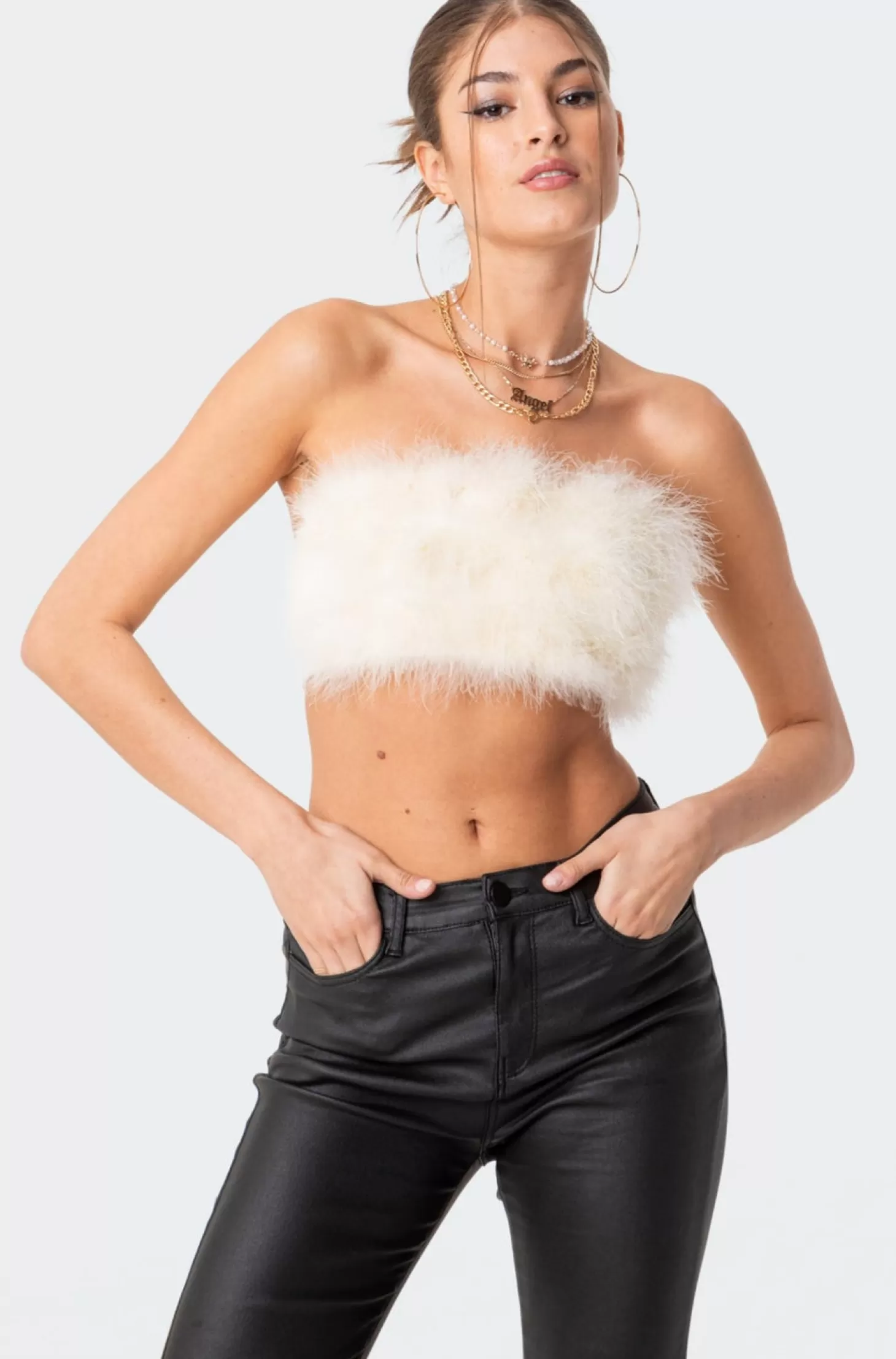 edikted Trista Faux Fur Top* Crop Tops | Strapless Tops