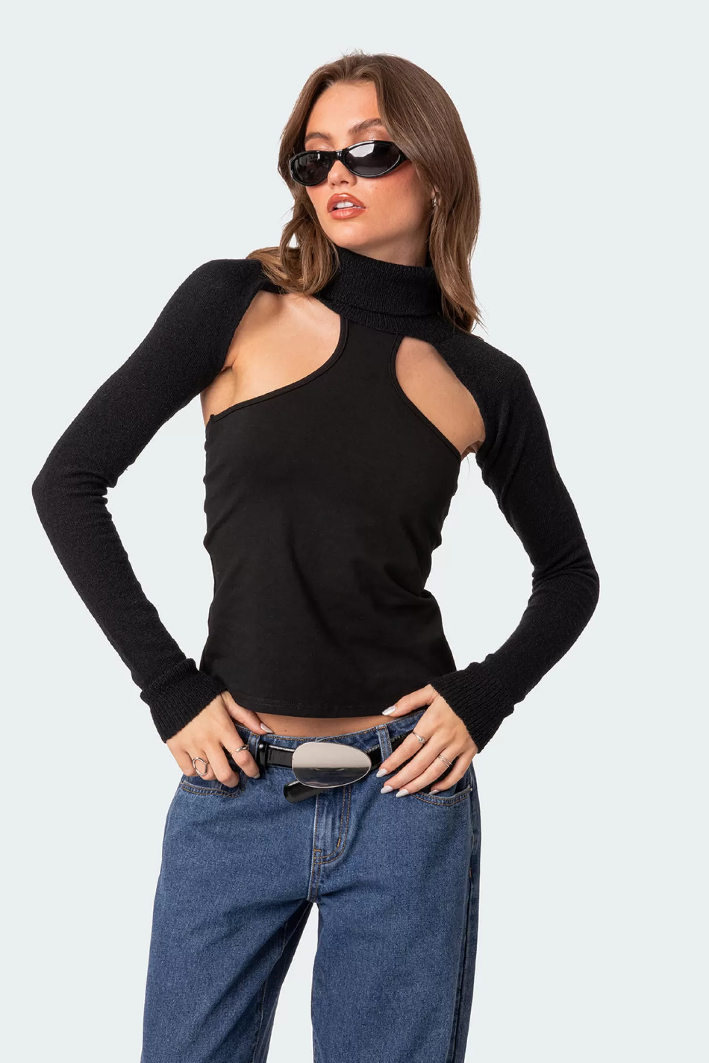 edikted Turtle Neck Shrug Sweater* Long Sleeve Tops | Knitted Tops