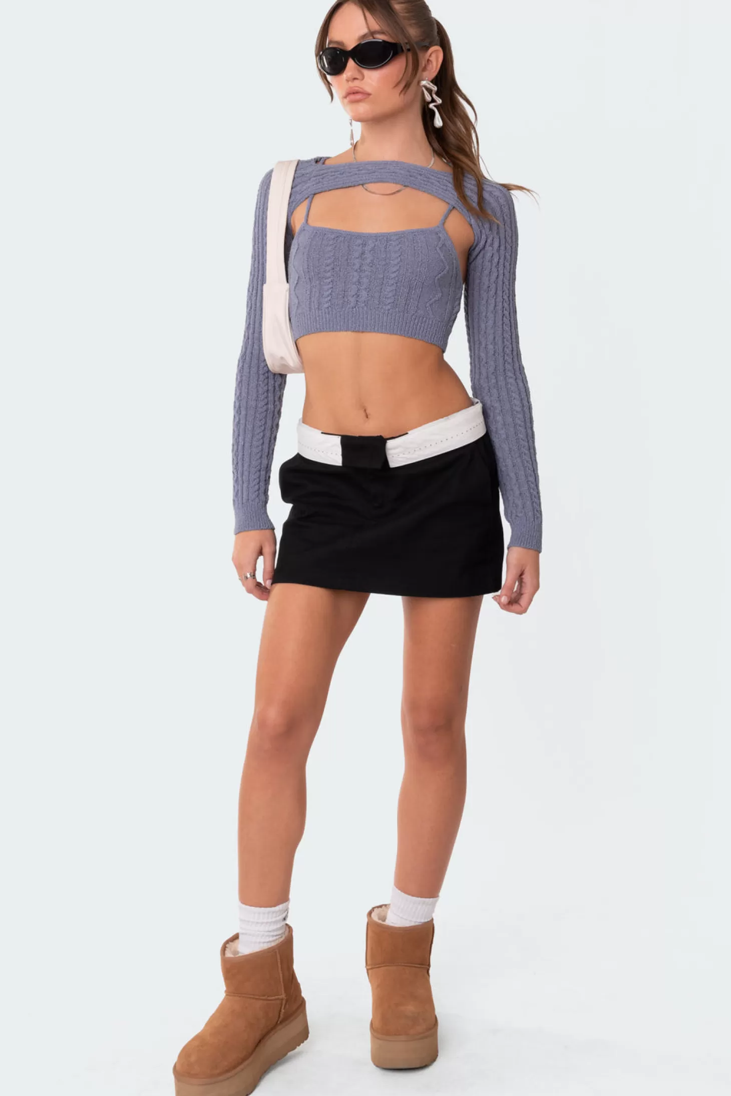 edikted Two-Piece Cable Knit Top* Crop Tops | Long Sleeve Tops