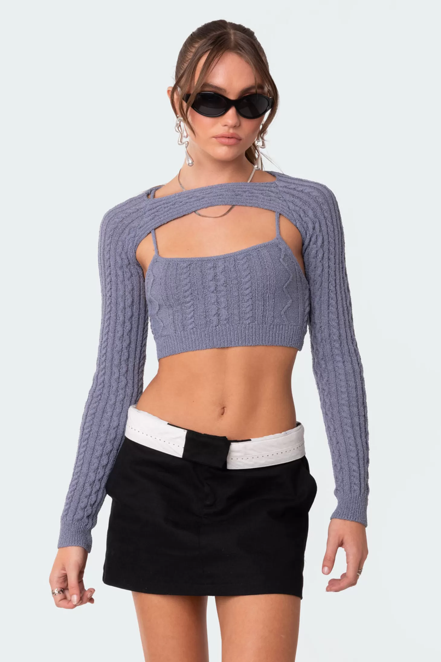 edikted Two-Piece Cable Knit Top* Crop Tops | Long Sleeve Tops