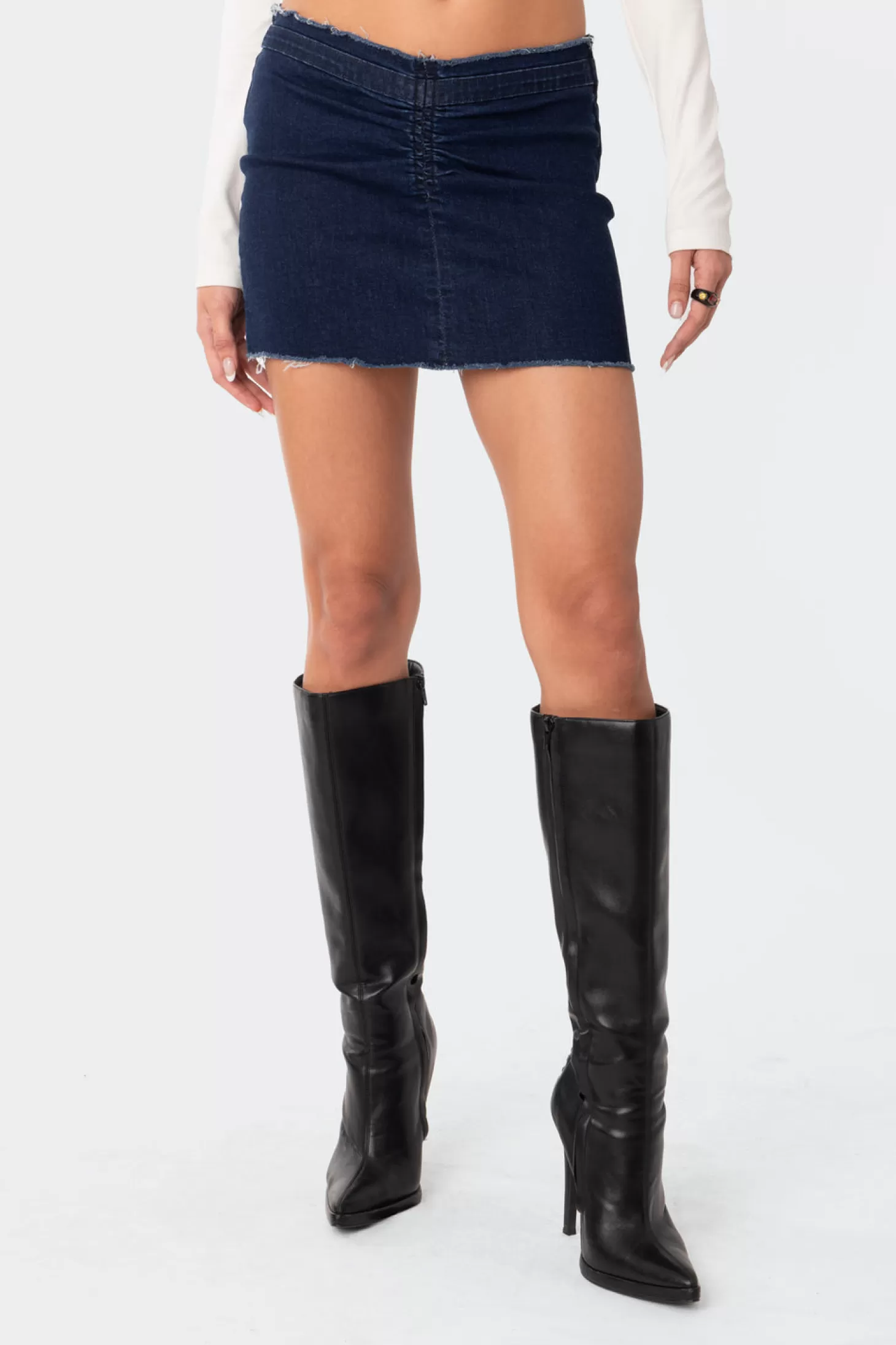 edikted V Cut Low Rise Denim Mini Skirt* Skirts | Skirts