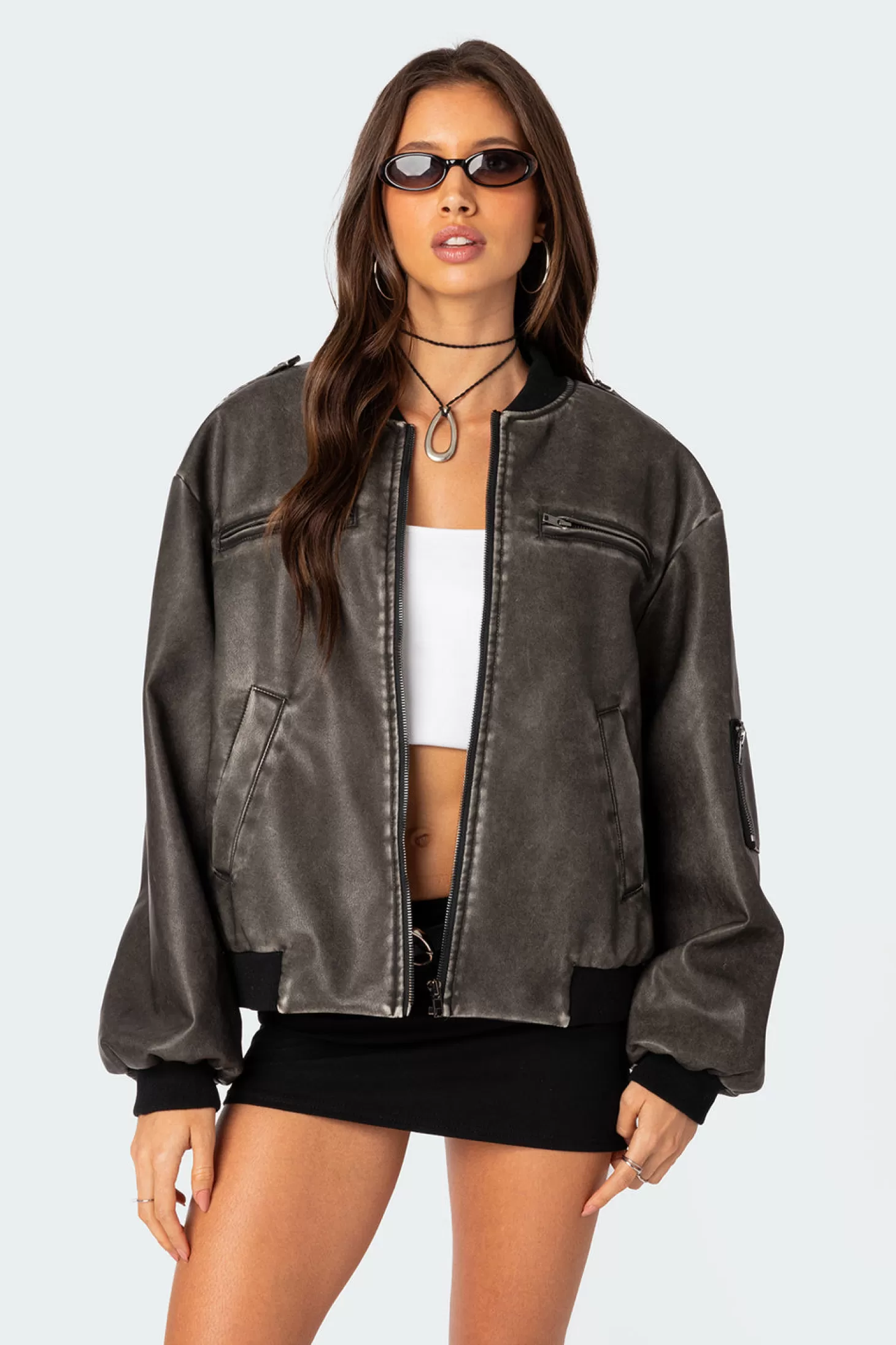 edikted Vava Washed Faux Leather Bomber Jacket* Jackets & Coats