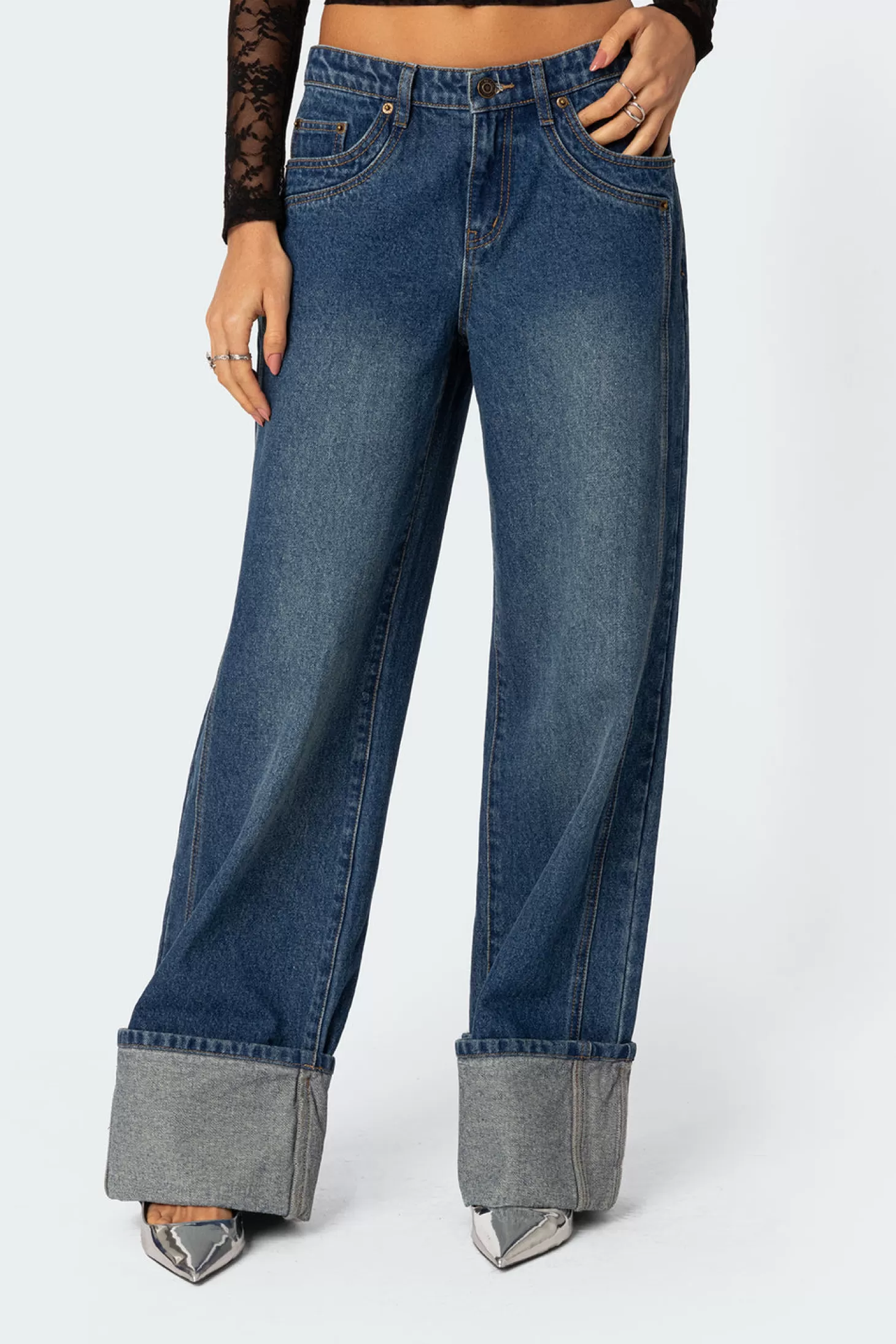 edikted Vesper Cuffed Low Rise Jeans* Jeans | Jeans