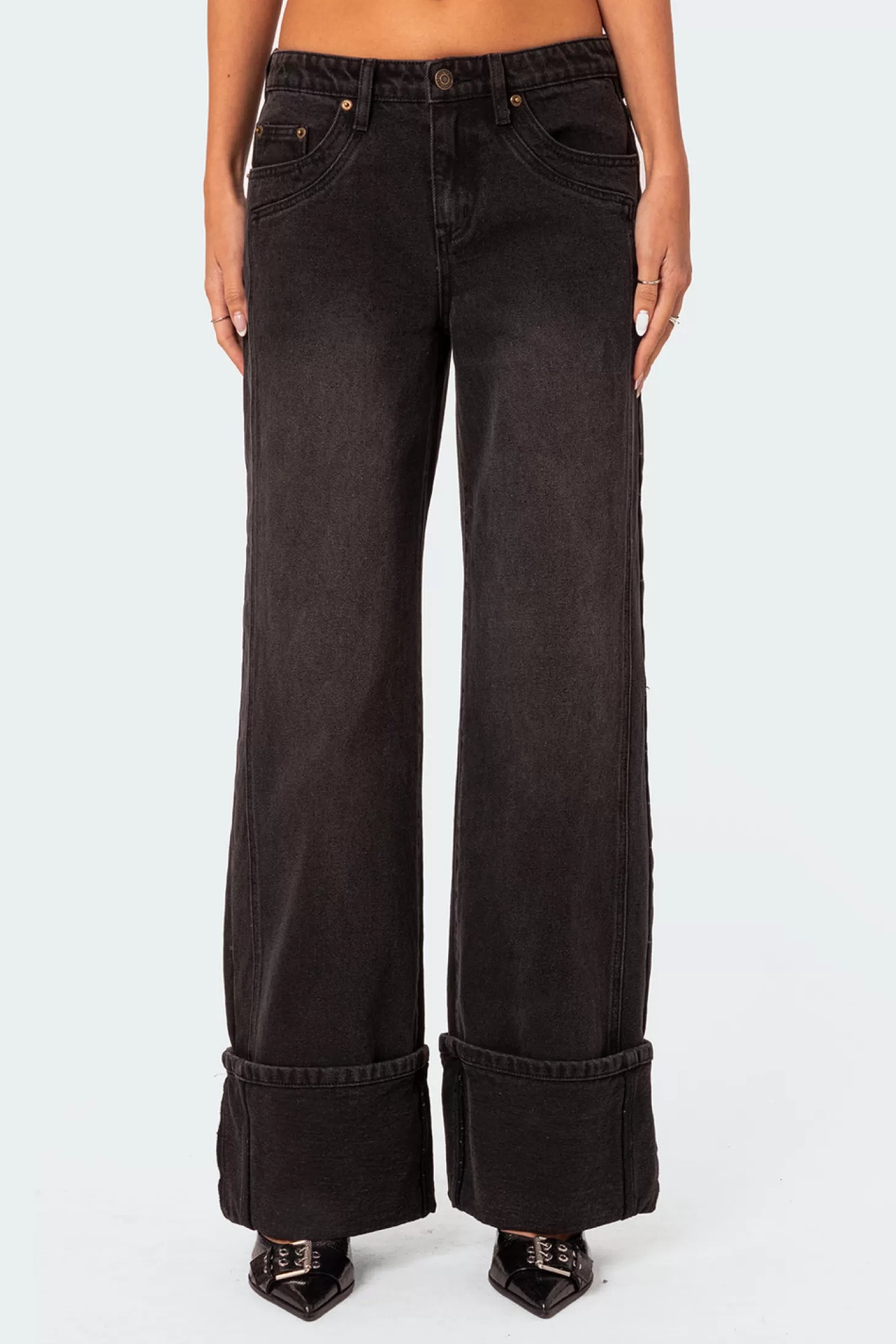 edikted Vesper Cuffed Low Rise Jeans* Jeans | Jeans