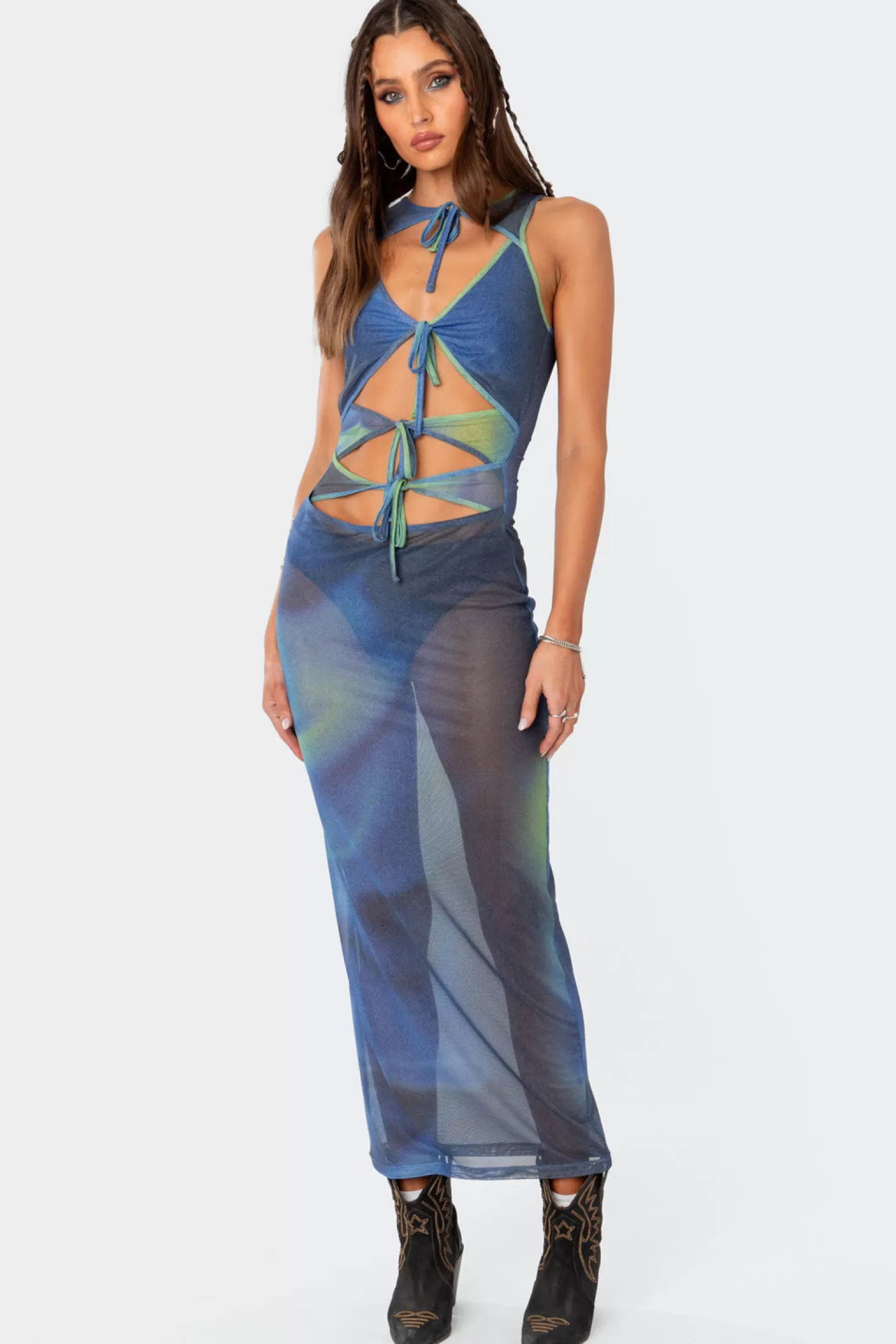 edikted Wanderlust Sheer Mesh Cut Out Maxi Dress* Maxi Dresses | Cut Out Dresses