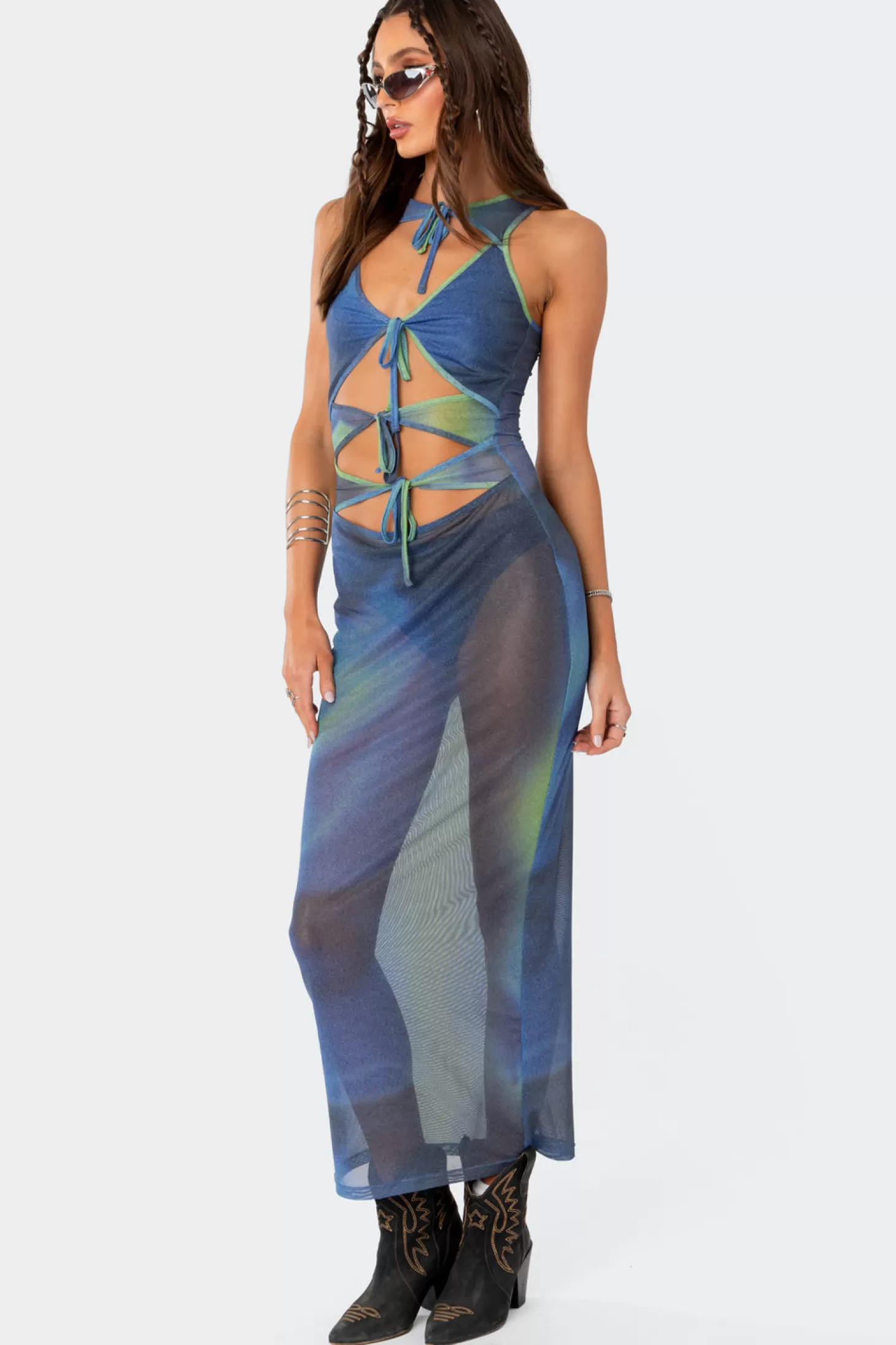 edikted Wanderlust Sheer Mesh Cut Out Maxi Dress* Maxi Dresses | Cut Out Dresses