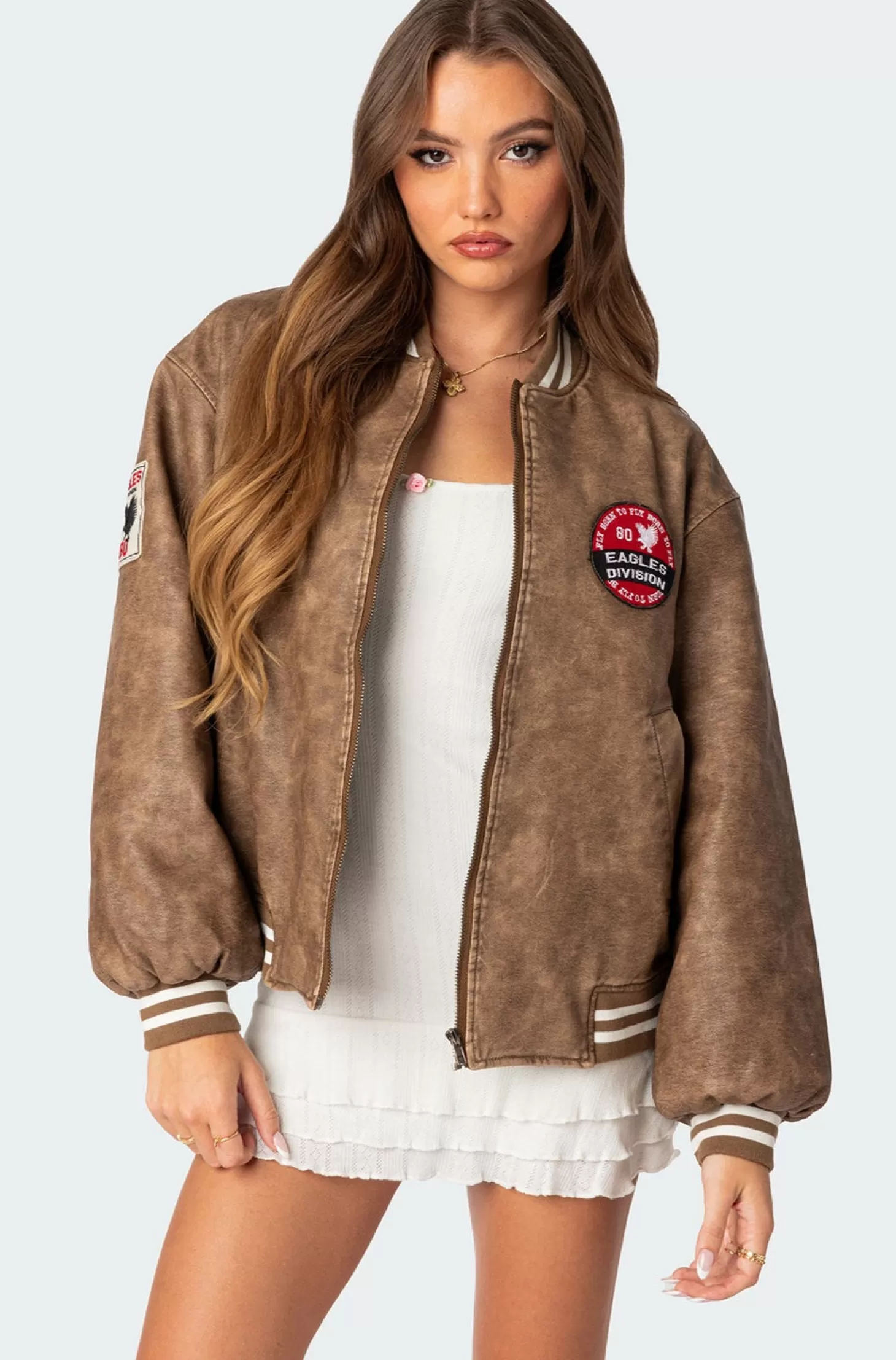 edikted Washed Faux Leather Bomber Jacket* Jackets & Coats