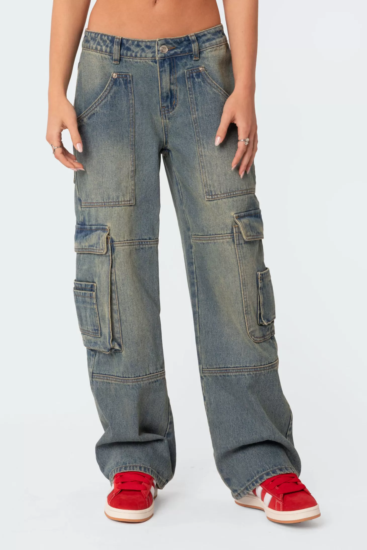 edikted Westie Low Rise Washed Cargo Jeans* Jeans | Jeans