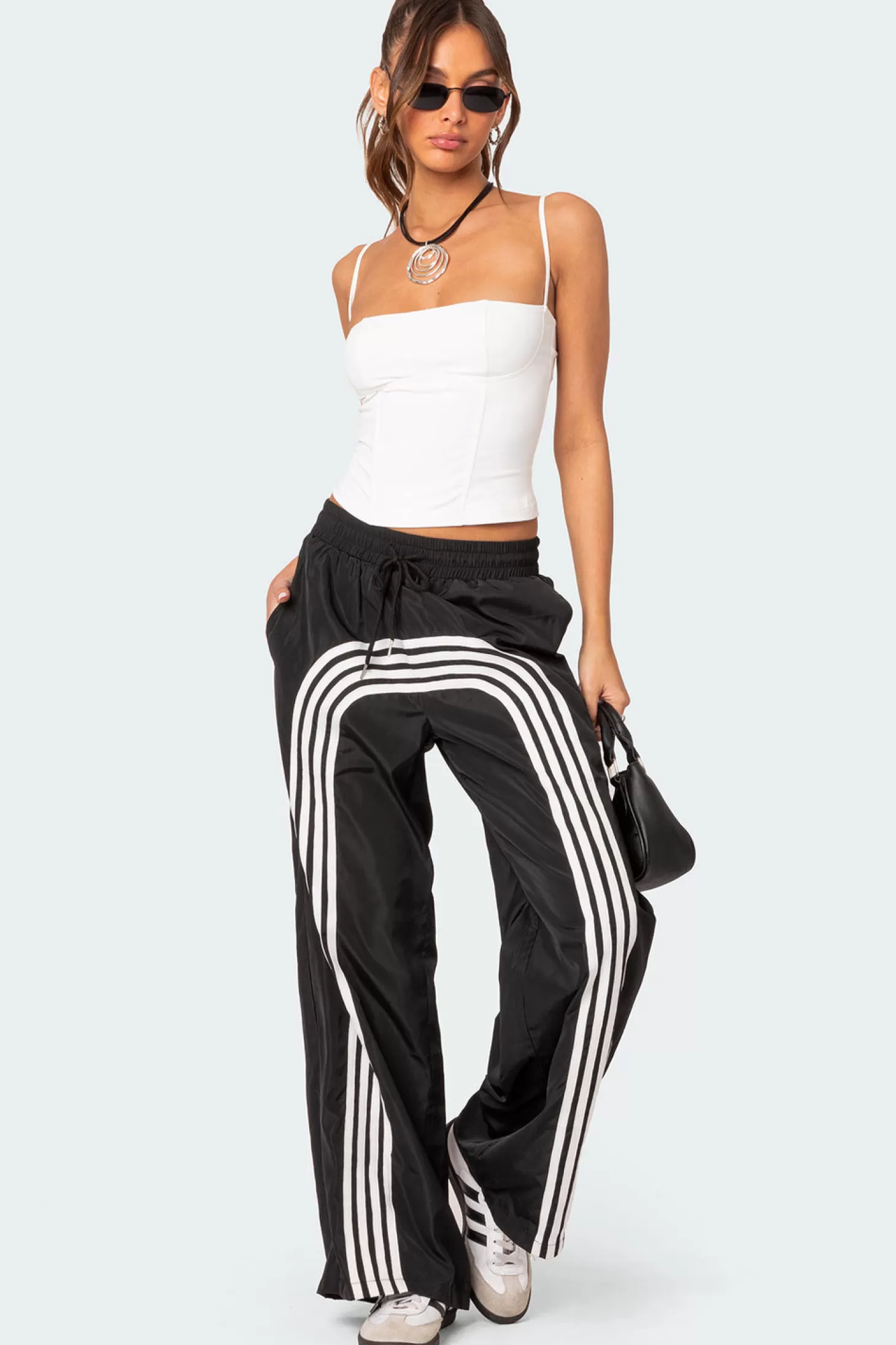 edikted Wilda Striped Nylon Track Pants* Pants | Pants