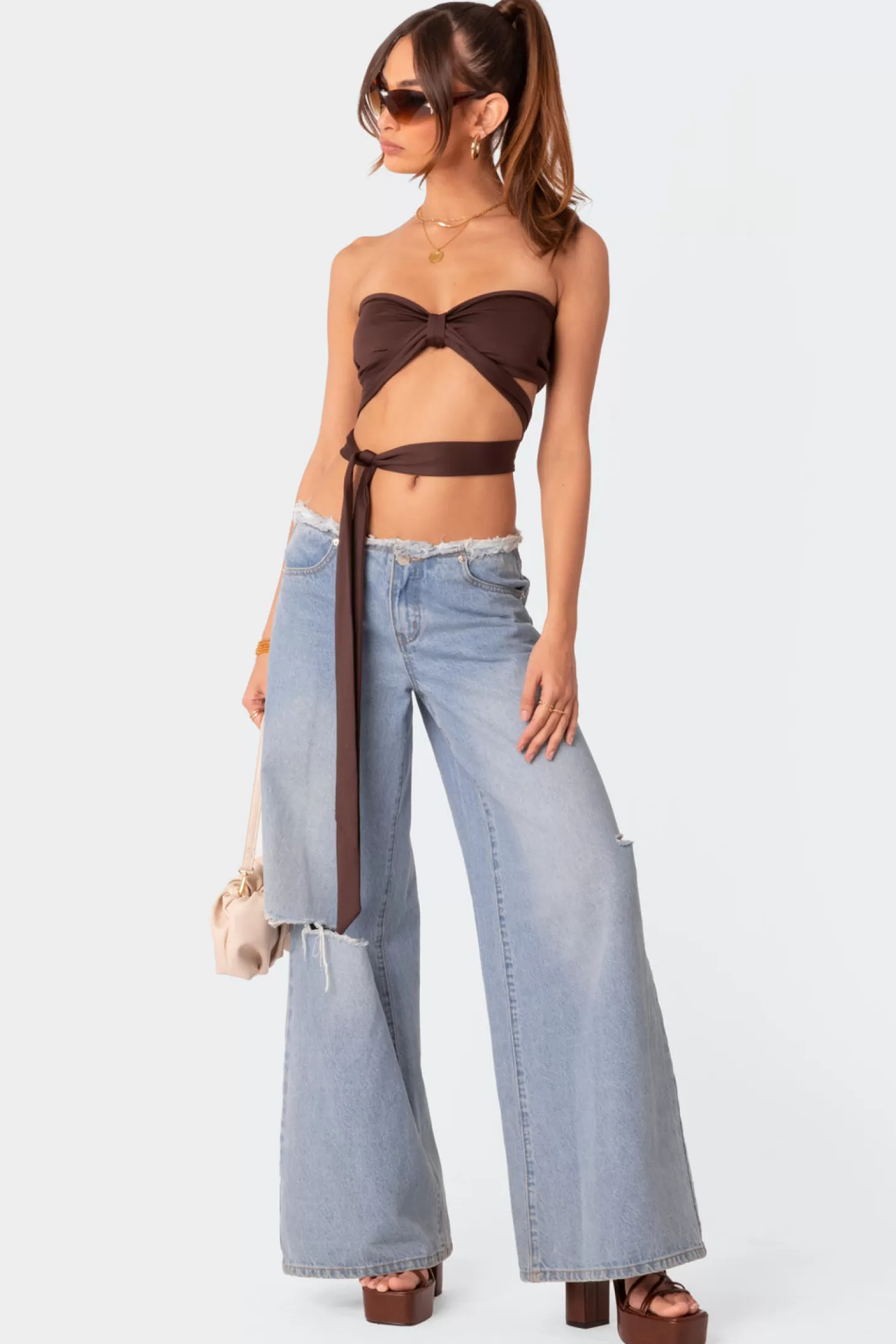 edikted Wyatt Wrap Tie Bandeau Top* Crop Tops | Strapless Tops