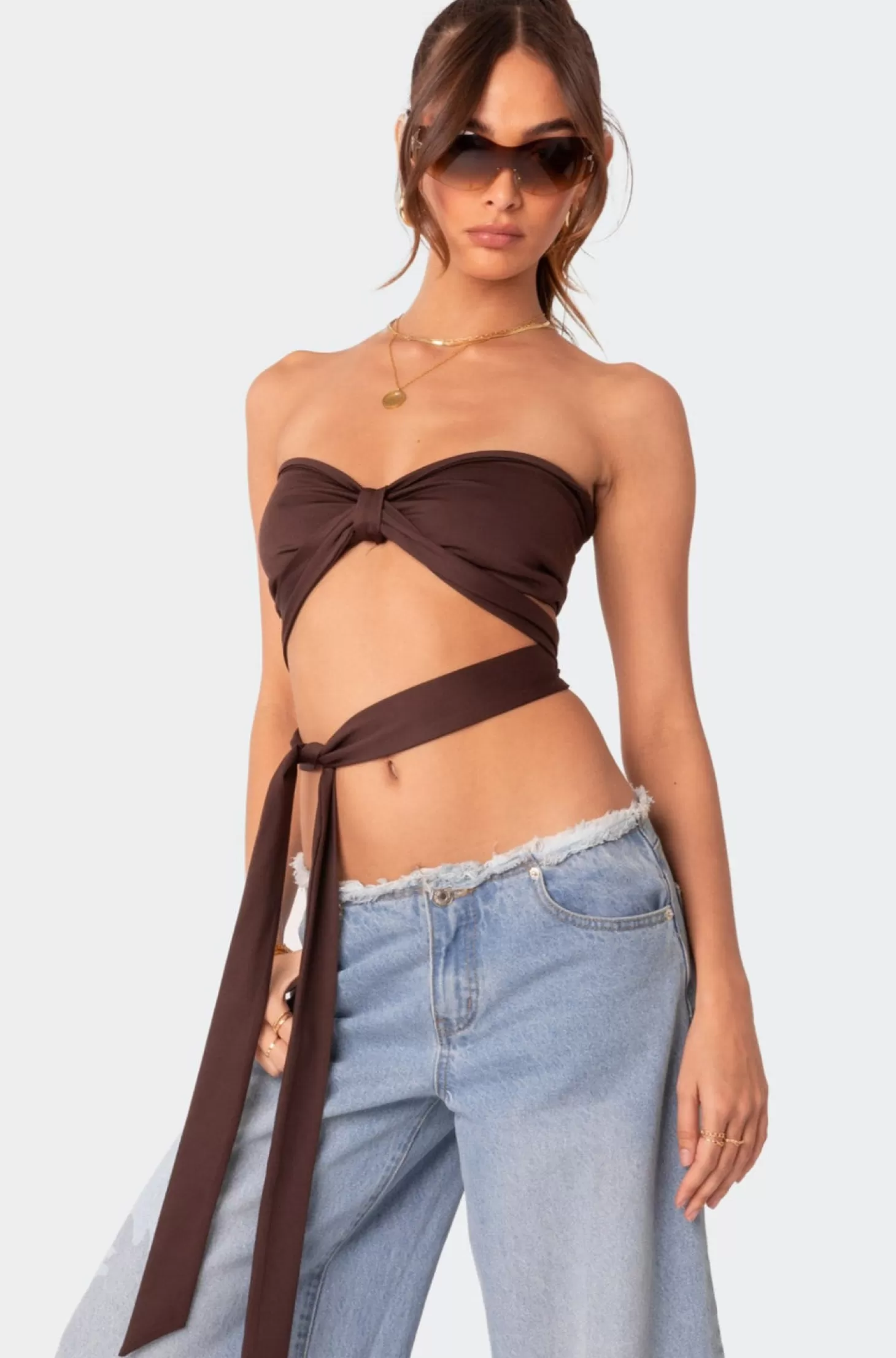 edikted Wyatt Wrap Tie Bandeau Top* Crop Tops | Strapless Tops