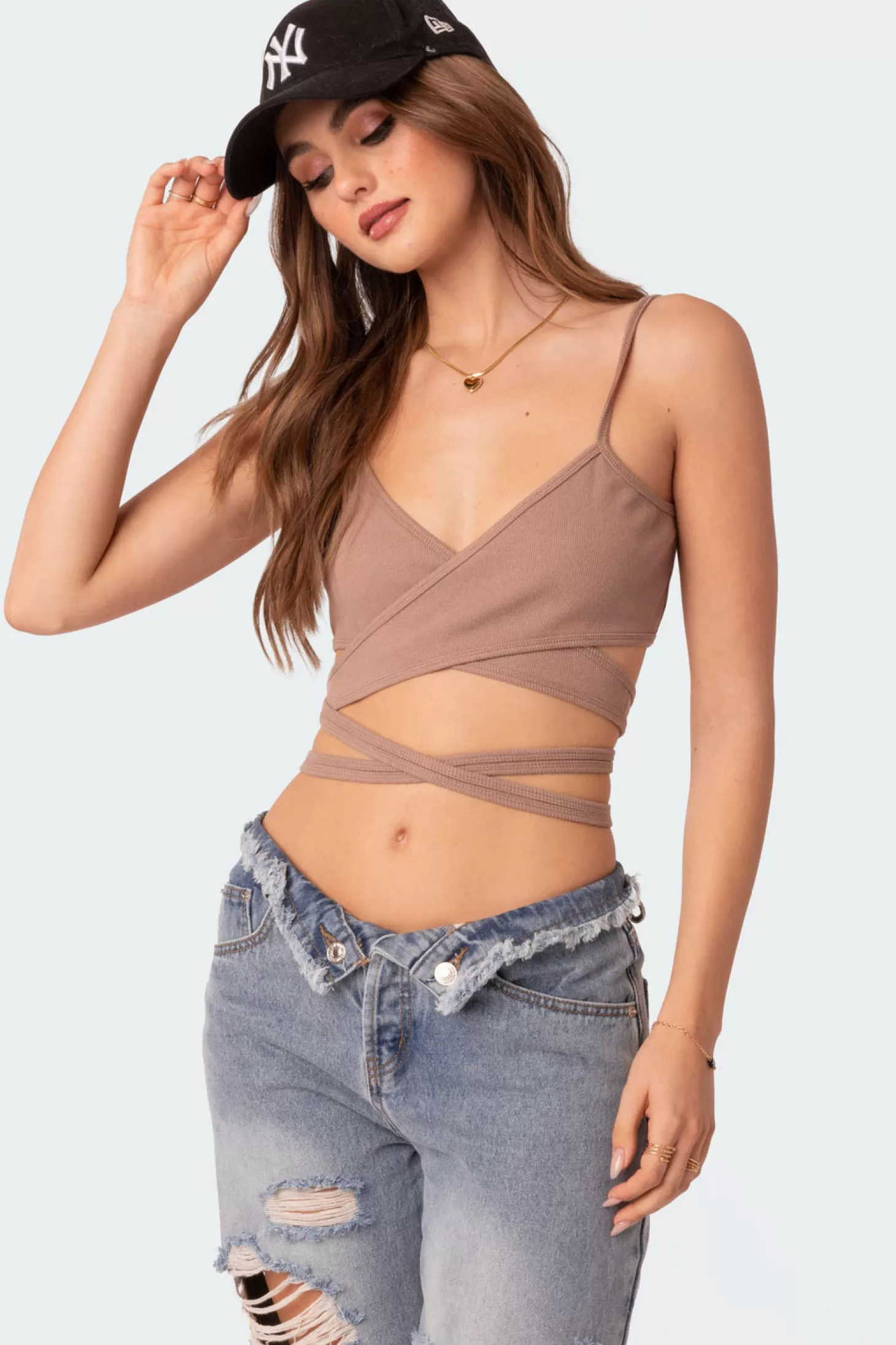 edikted Xoxo Ribbed Wrap Crop Top* Crop Tops